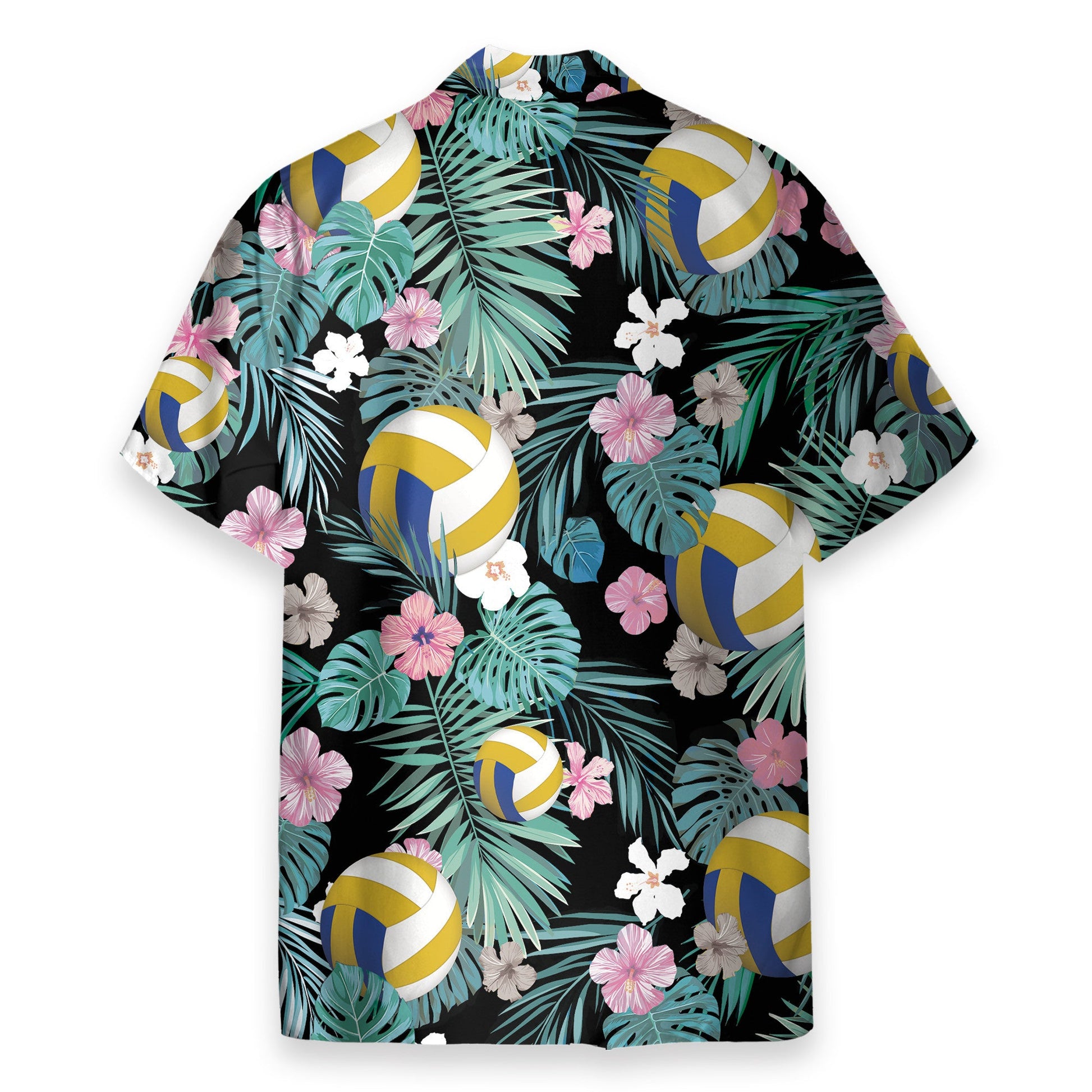 Volleyball Tropical Leaves Pattern - Hawaiian Shirt & Beach Shorts