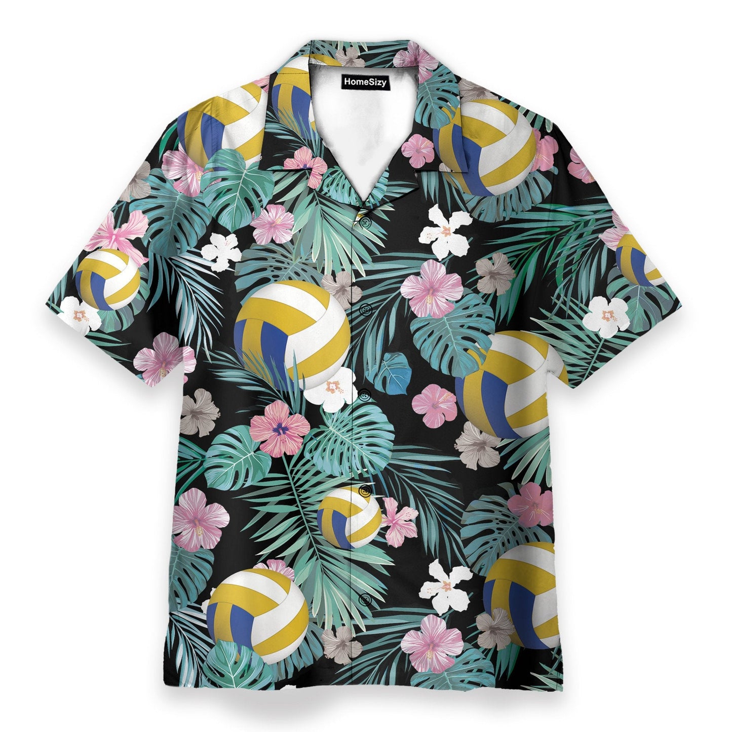 Volleyball Tropical Leaves Pattern - Hawaiian Shirt & Beach Shorts