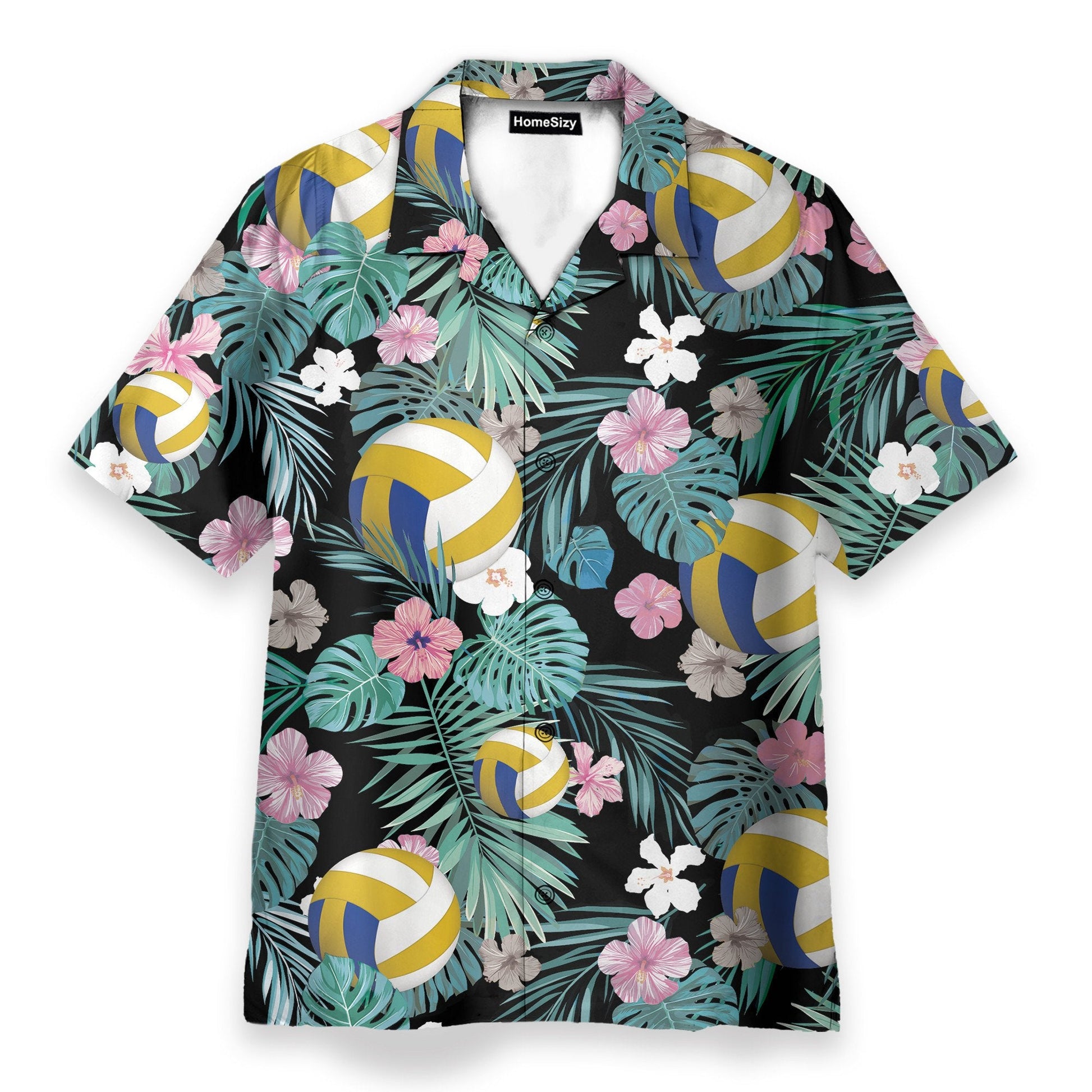 Volleyball Tropical Leaves Pattern - Hawaiian Shirt & Beach Shorts