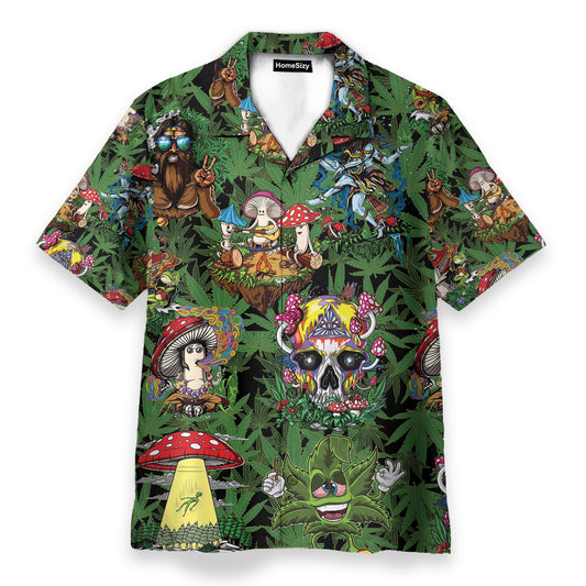 Amazing Hippie Mushroom And Green Weed - Hawaiian Shirt