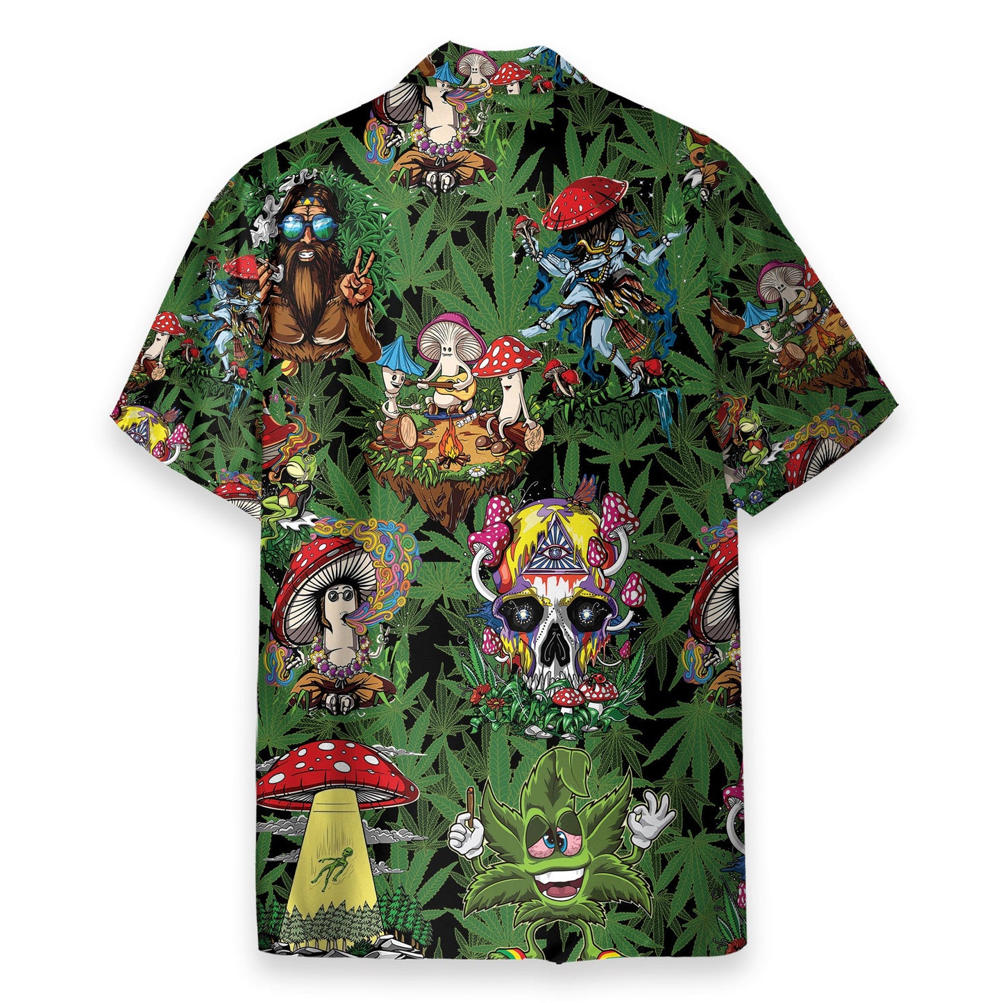 Amazing Hippie Mushroom And Green Weed - Hawaiian Shirt