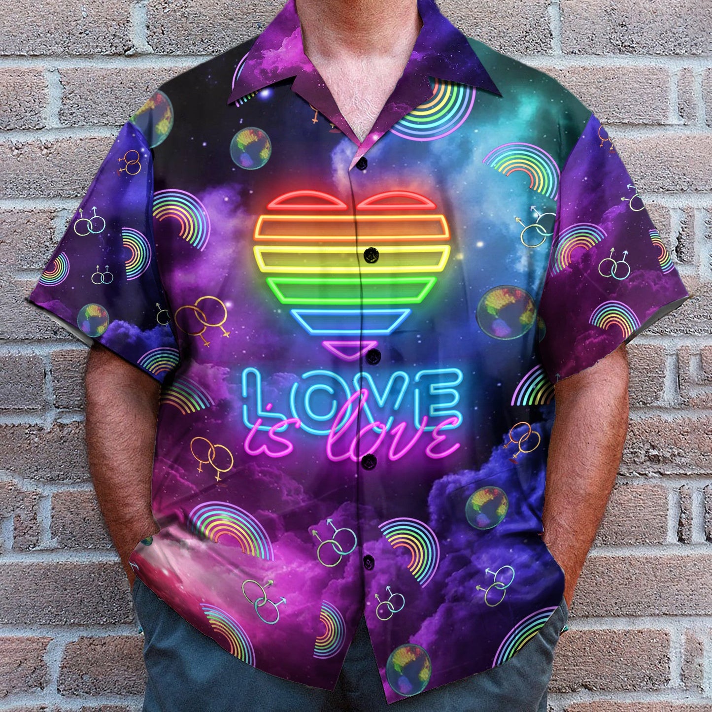 LGBT Galaxy Love Is Love - Hawaiian Shirt