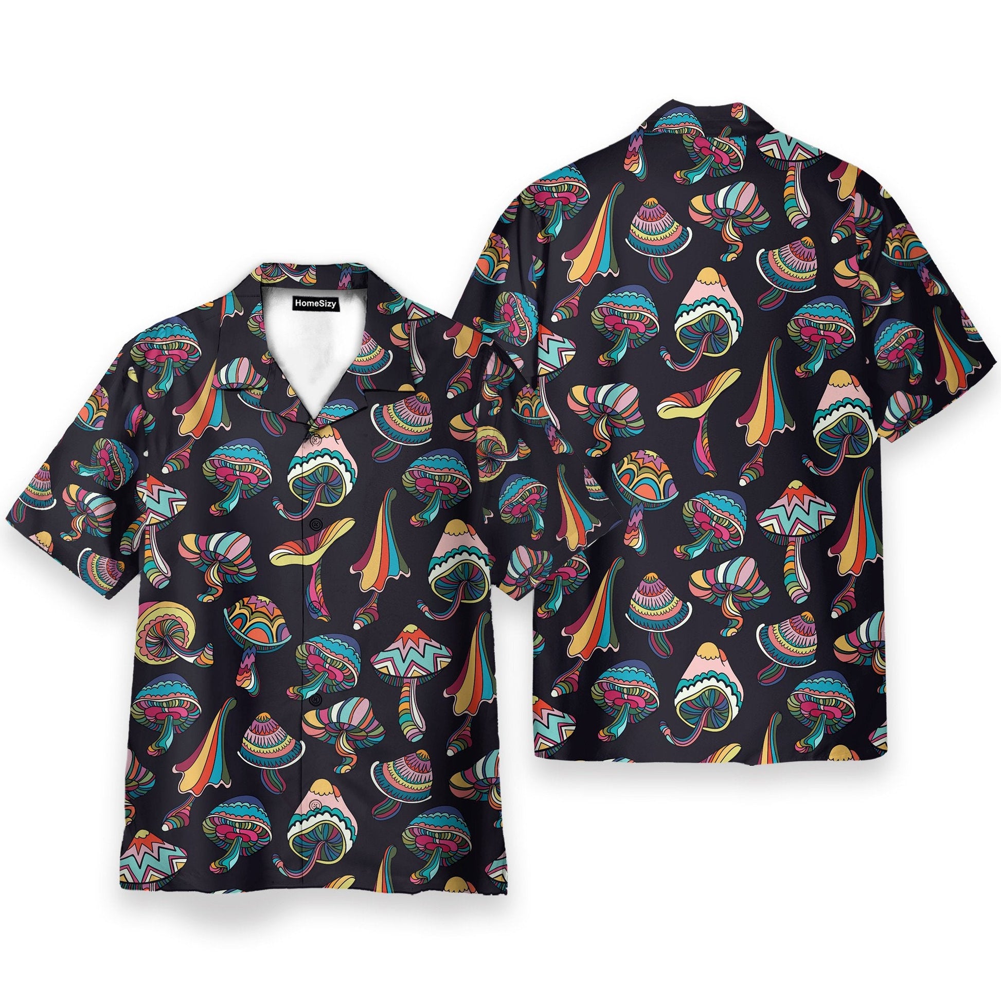 Hippie Mushroom Men's Button's Up Shirts - Hawaiian Shirt