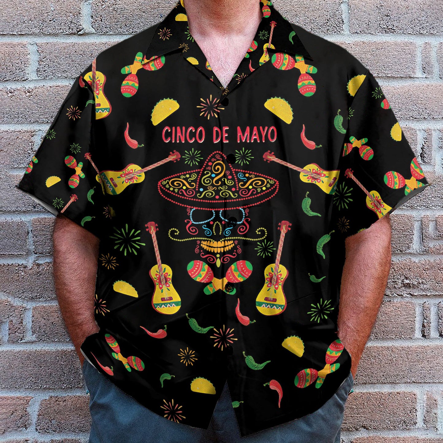 Cinco De Mayo Tacos Skull - Hawaiian Shirt & Beach Shorts