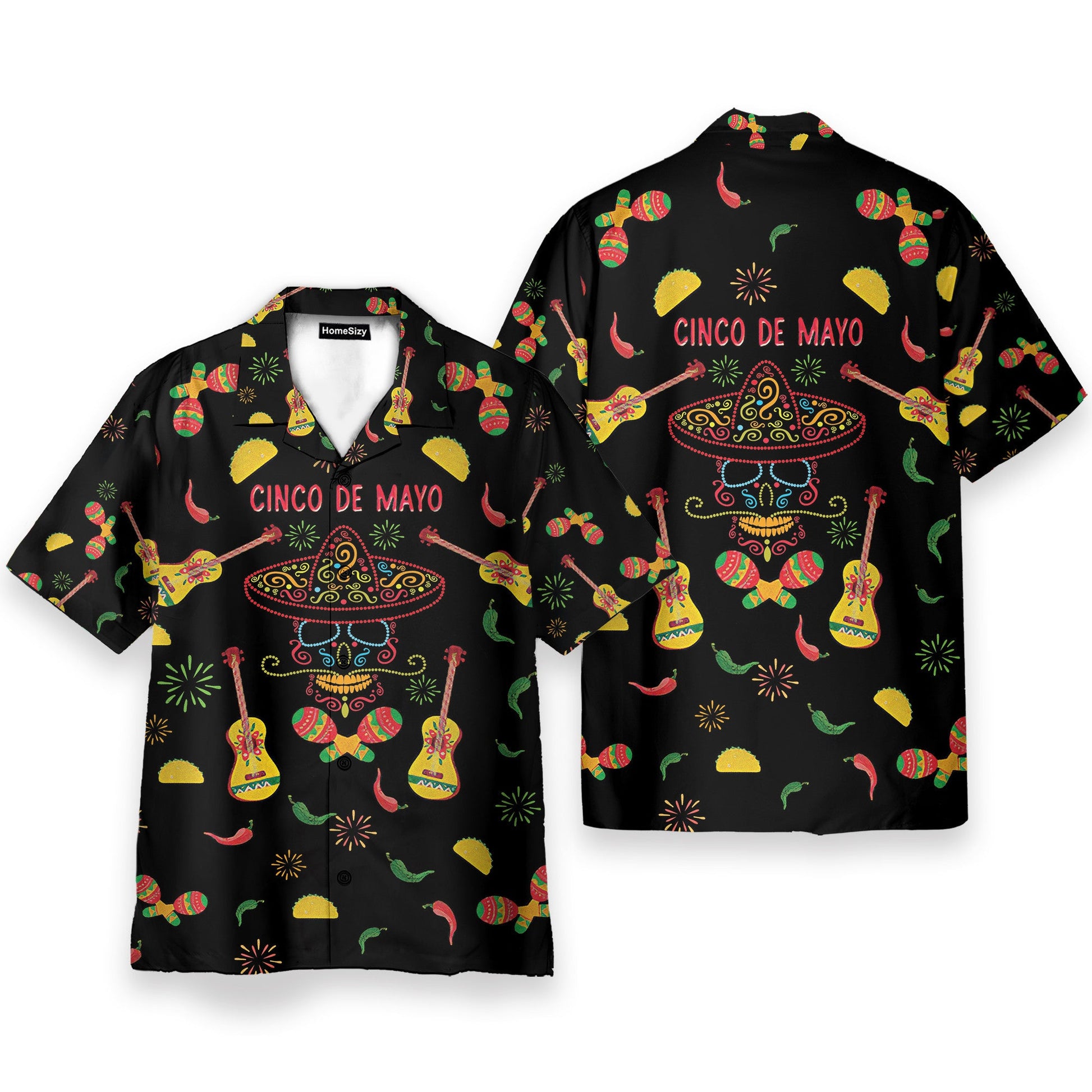 Cinco De Mayo Tacos Skull - Hawaiian Shirt & Beach Shorts