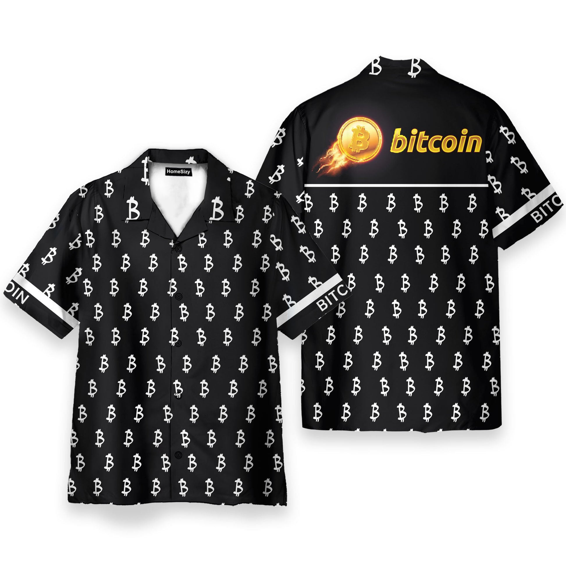 Black And White Bitcoin Pattern - Hawaiian Shirt & Beach Shorts