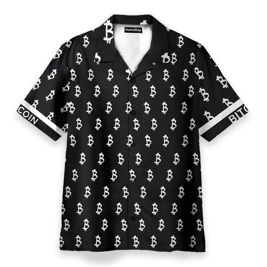 Black And White Bitcoin Pattern - Hawaiian Shirt & Beach Shorts