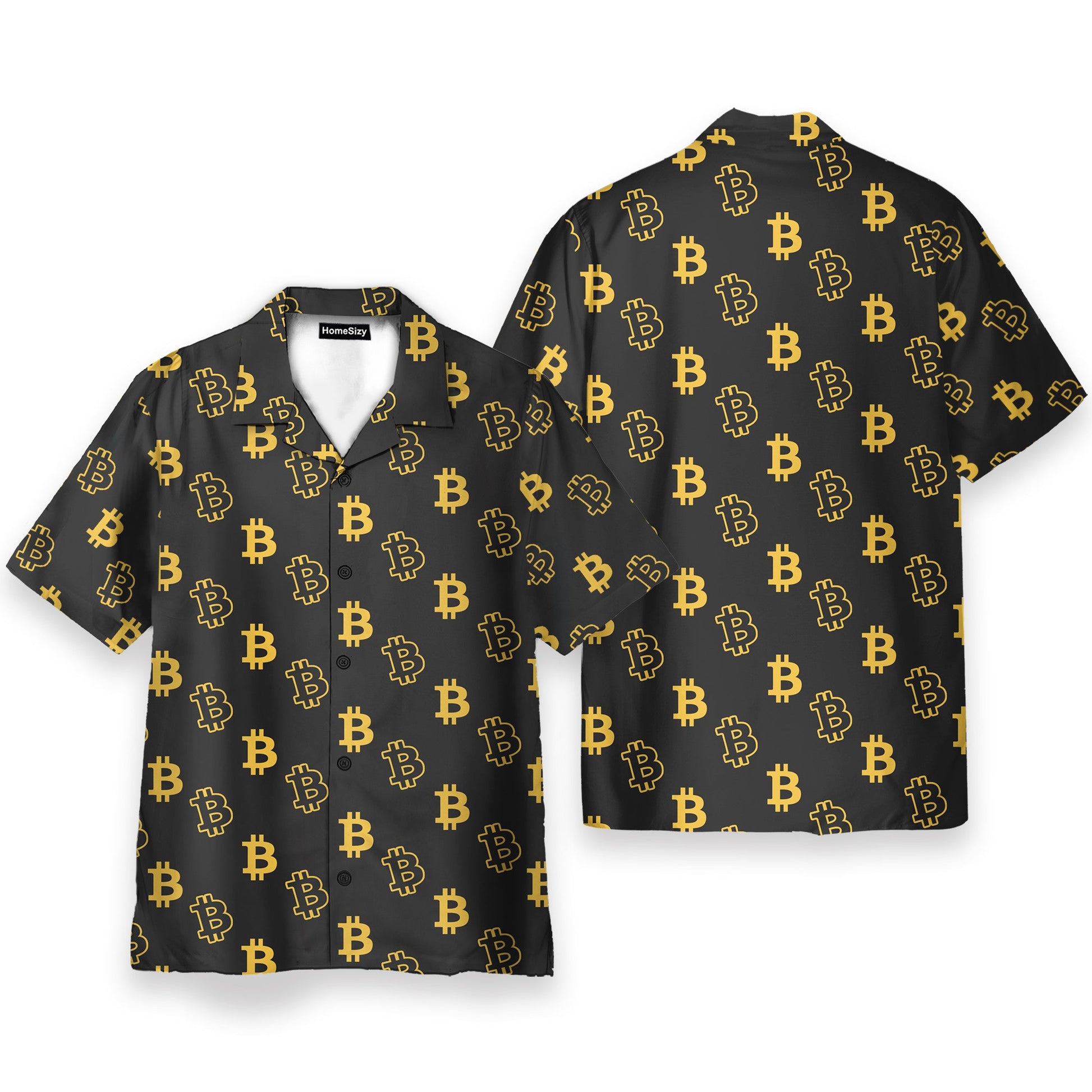 Seamless Bitcoin Men's Button's Up Shirts - Hawaiian Shirt & Beach Shorts