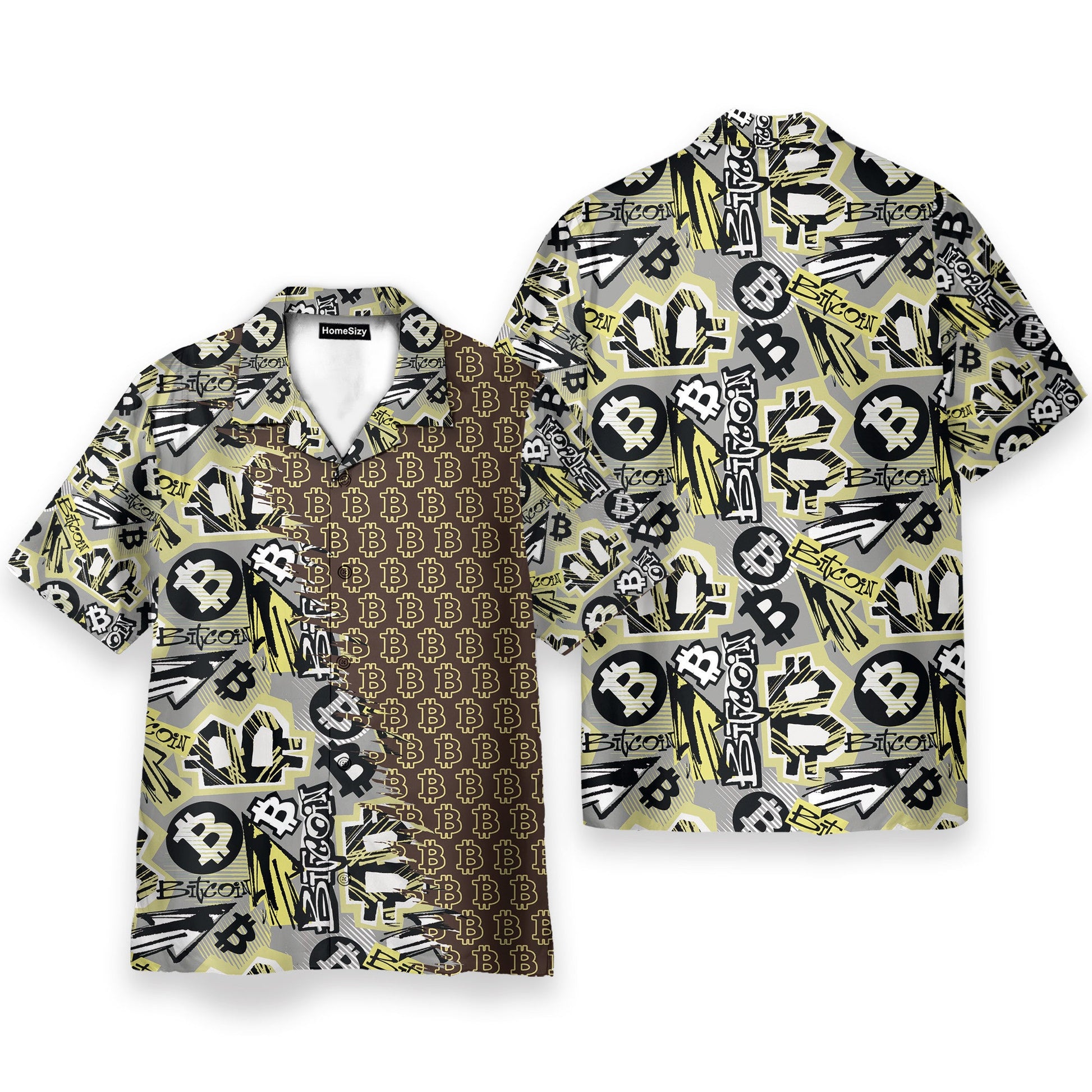 Bitcoin Doodle Funky Pattern - Hawaiian Shirt & Beach Shorts