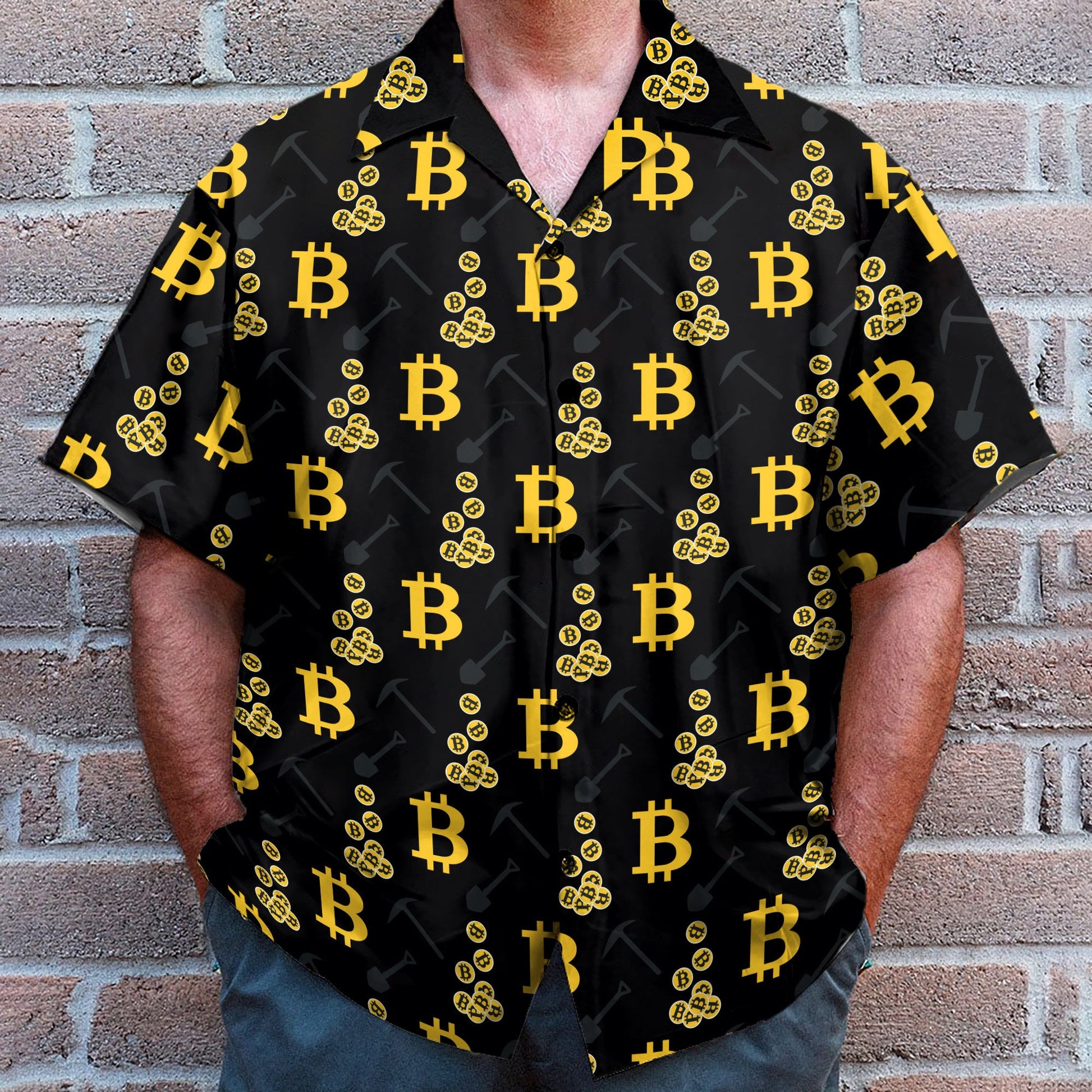 Cryptocurrency Bitcoin Miner Men's Button's Up Shirts - Hawaiian Shirt & Beach Shorts