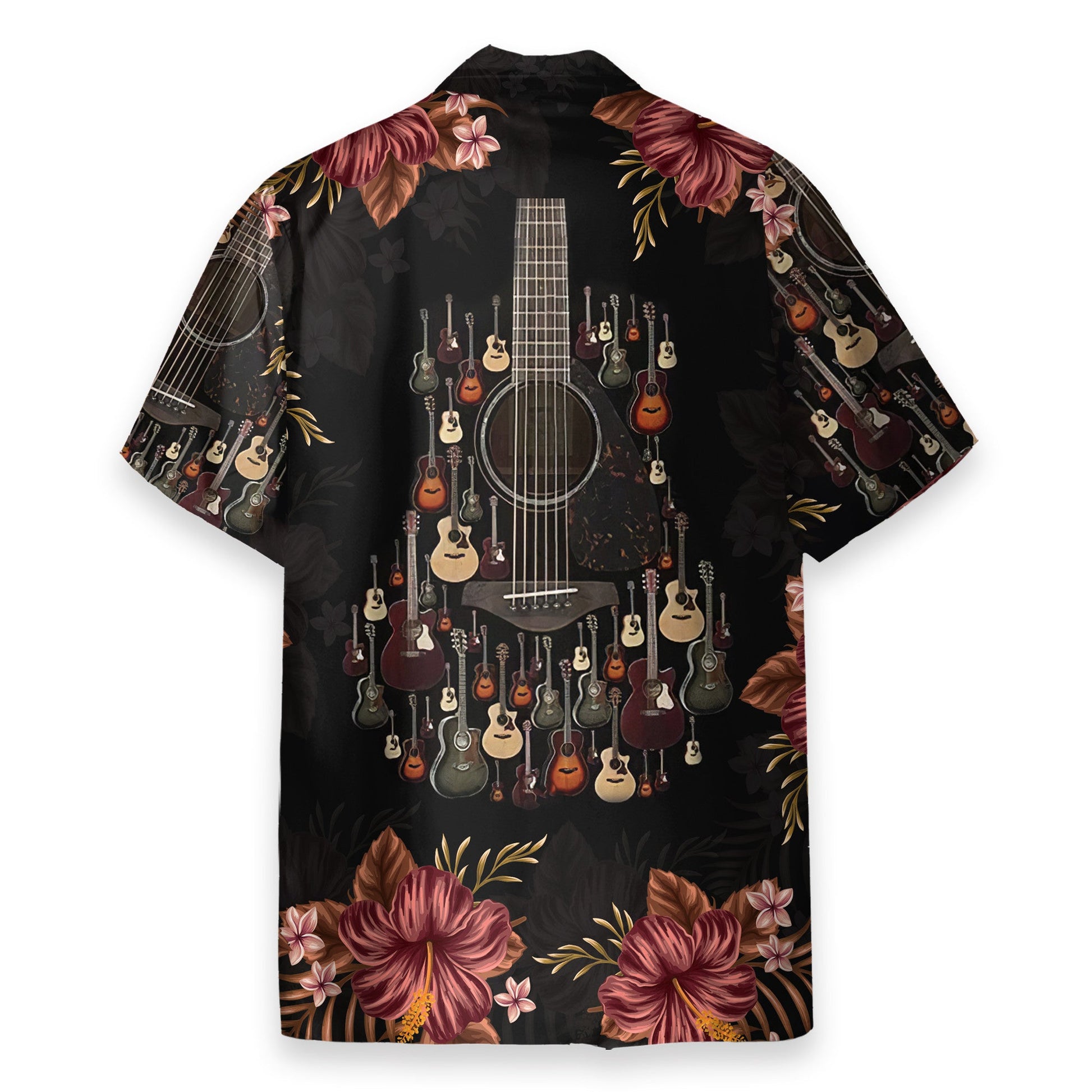 Acoustic Guitar Tropical Flowers - Hawaiian Shirt