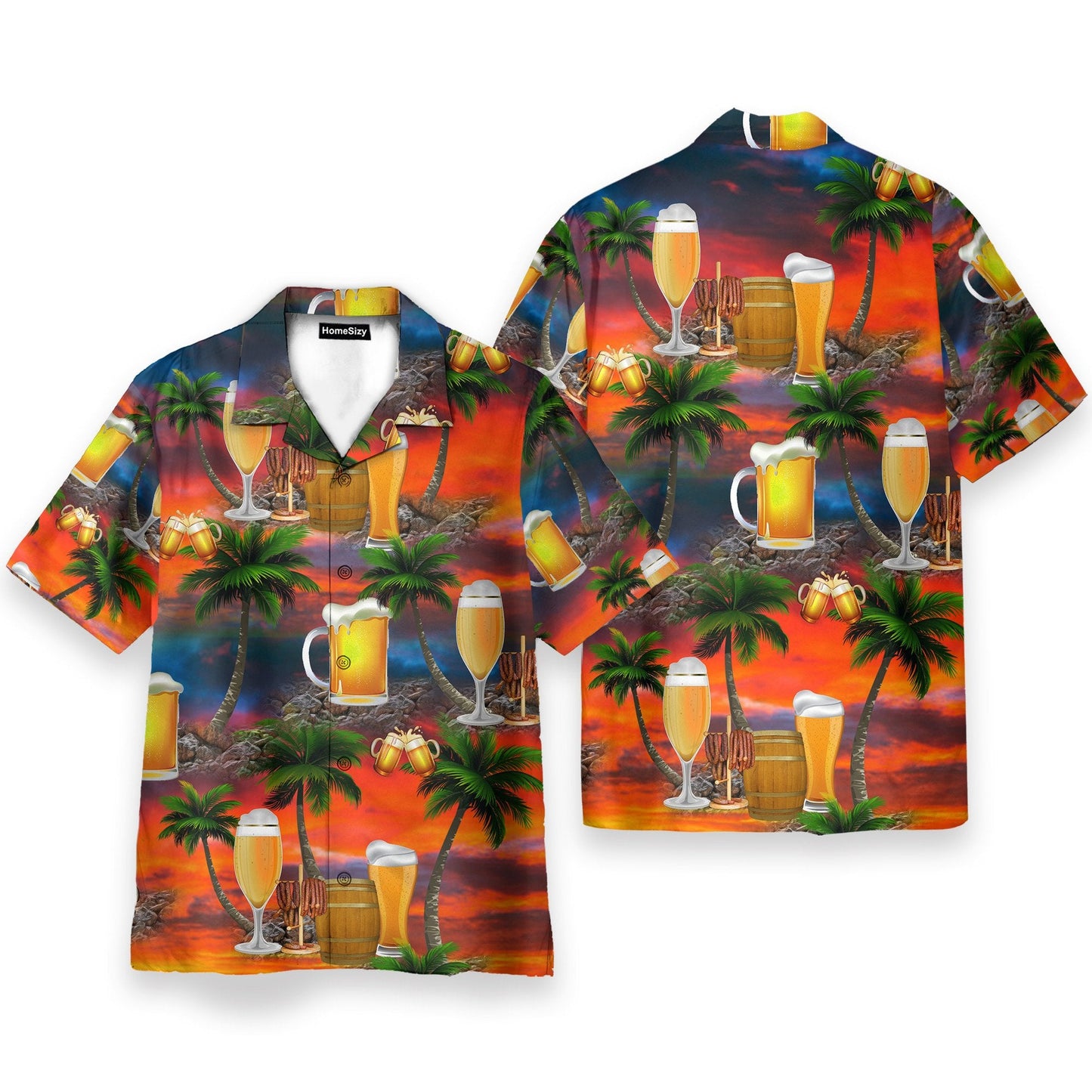 Sunset Beer In Paradise - Hawaiian Shirt