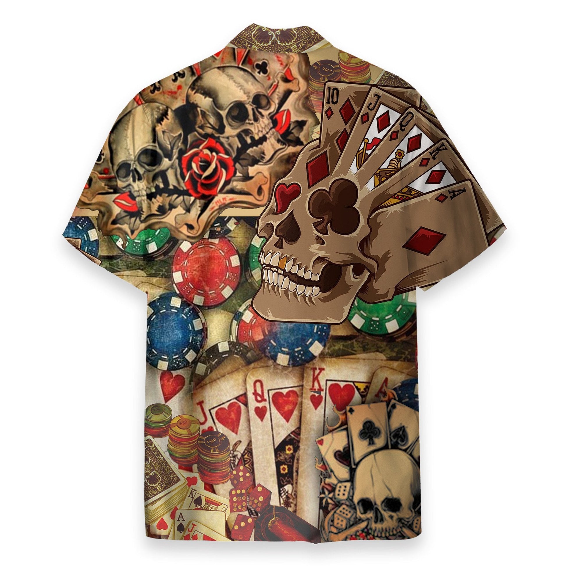 Gabling Poker Fire Skull - Hawaiian Shirt