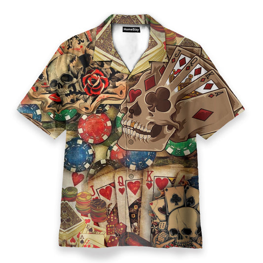 Gabling Poker Fire Skull - Hawaiian Shirt