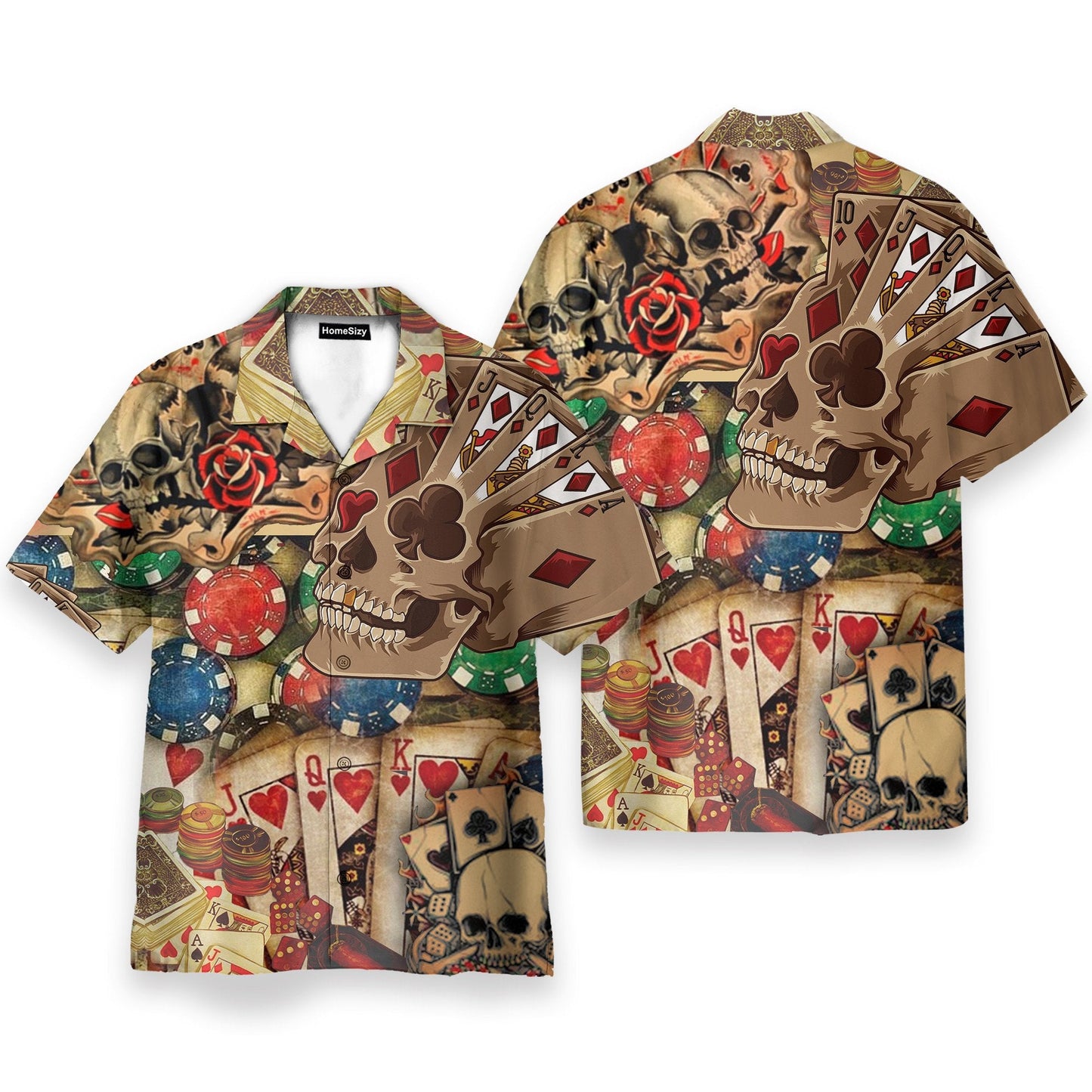 Gabling Poker Fire Skull - Hawaiian Shirt