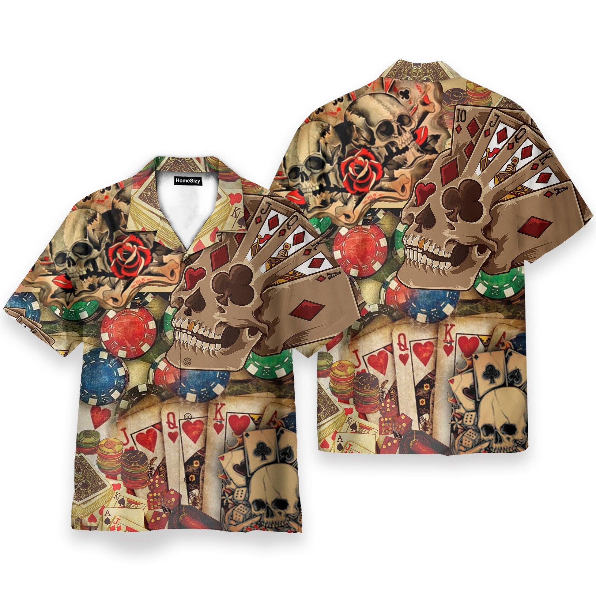 Gabling Poker Fire Skull - Hawaiian Shirt