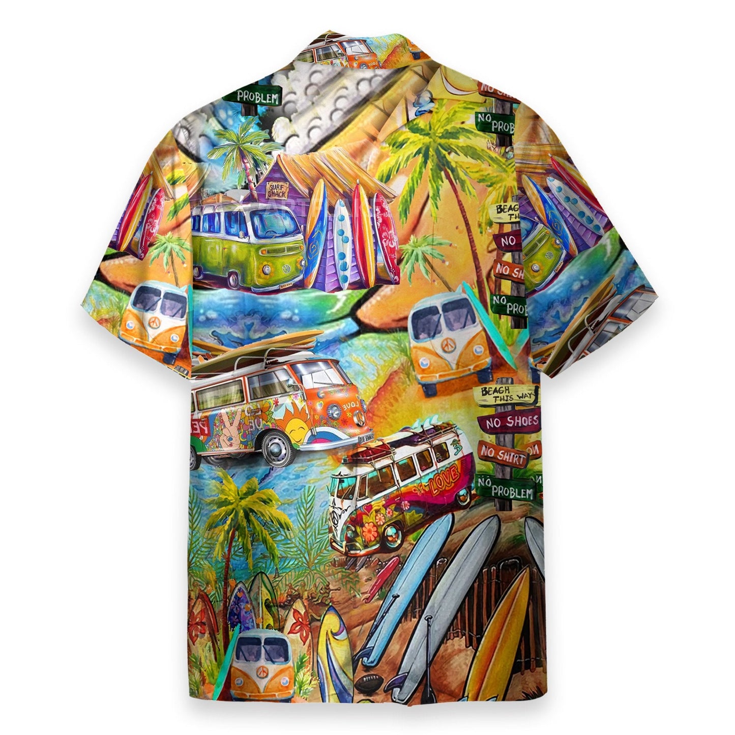 Hippie Bus Men's Button's Up Shirts - Hawaiian Shirt