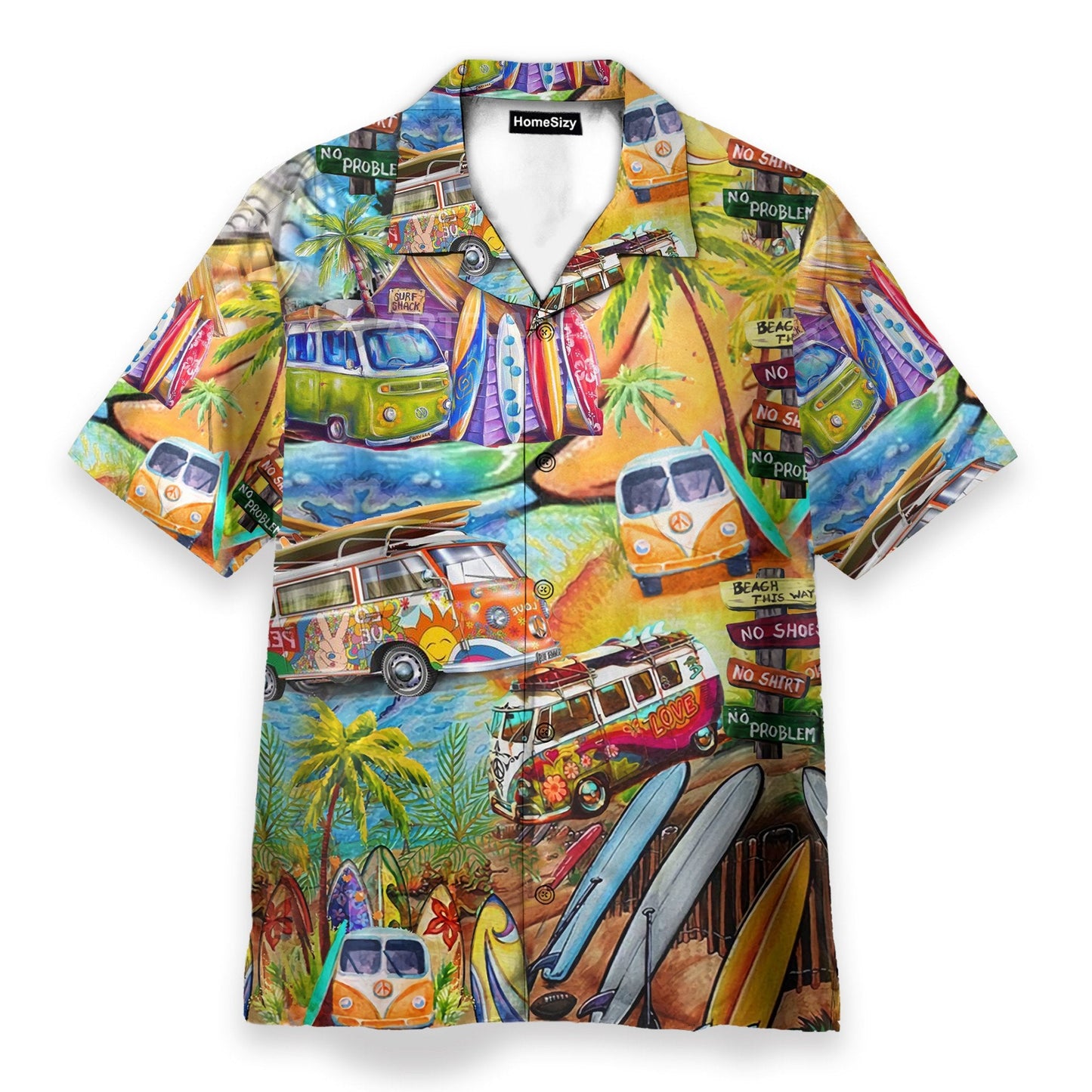 Hippie Bus Men's Button's Up Shirts - Hawaiian Shirt