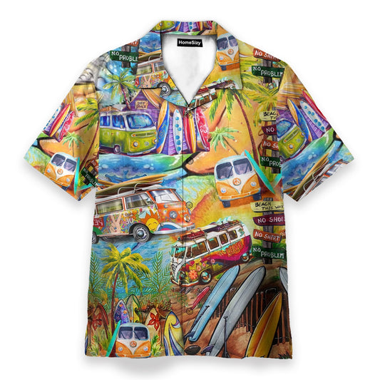 Hippie Bus Men's Button's Up Shirts - Hawaiian Shirt