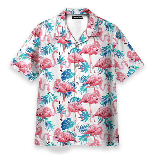 Flamingo Floral Tropical Leaves Pattern - Hawaiian Shirt & Beach Shorts