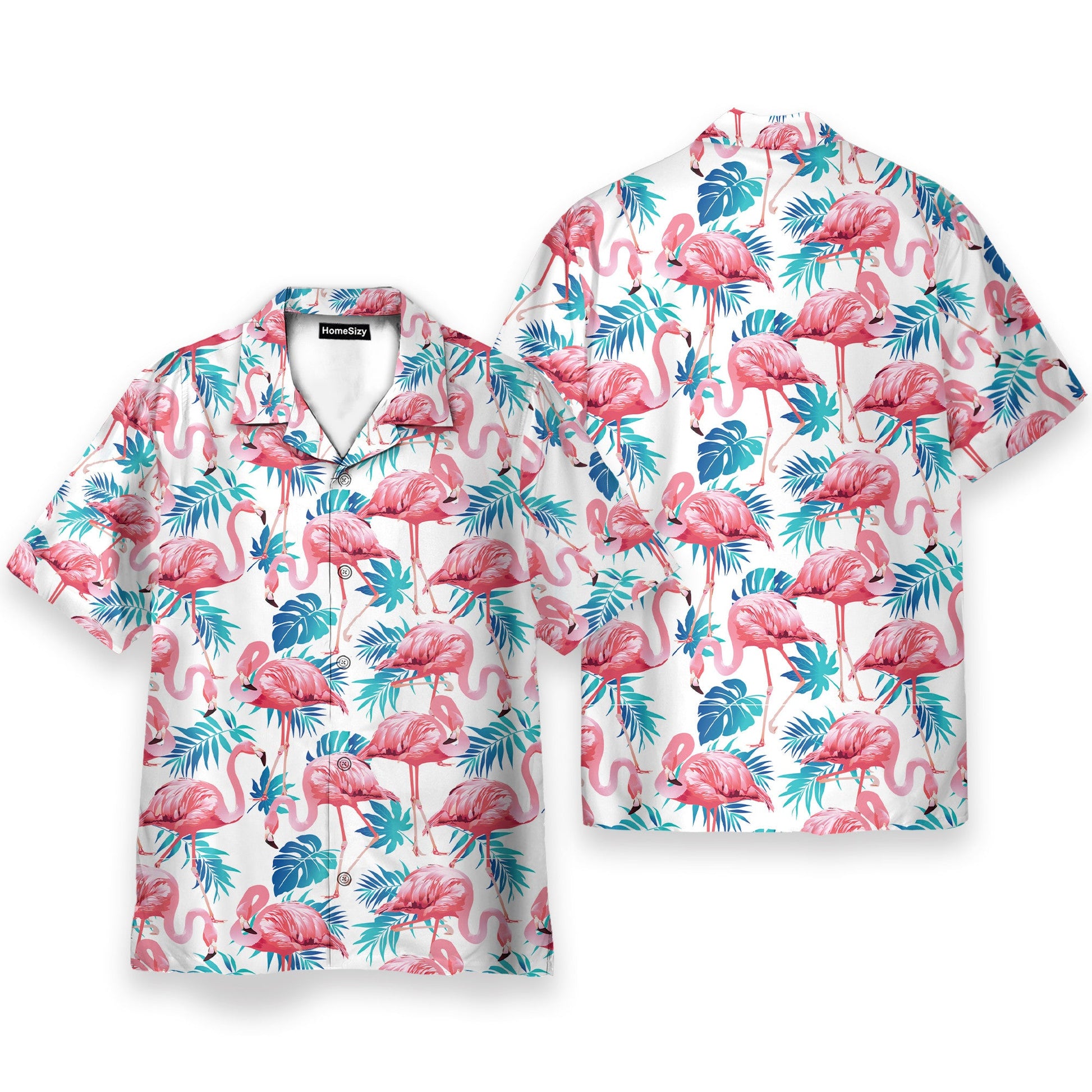 Flamingo Floral Tropical Leaves Pattern - Hawaiian Shirt & Beach Shorts