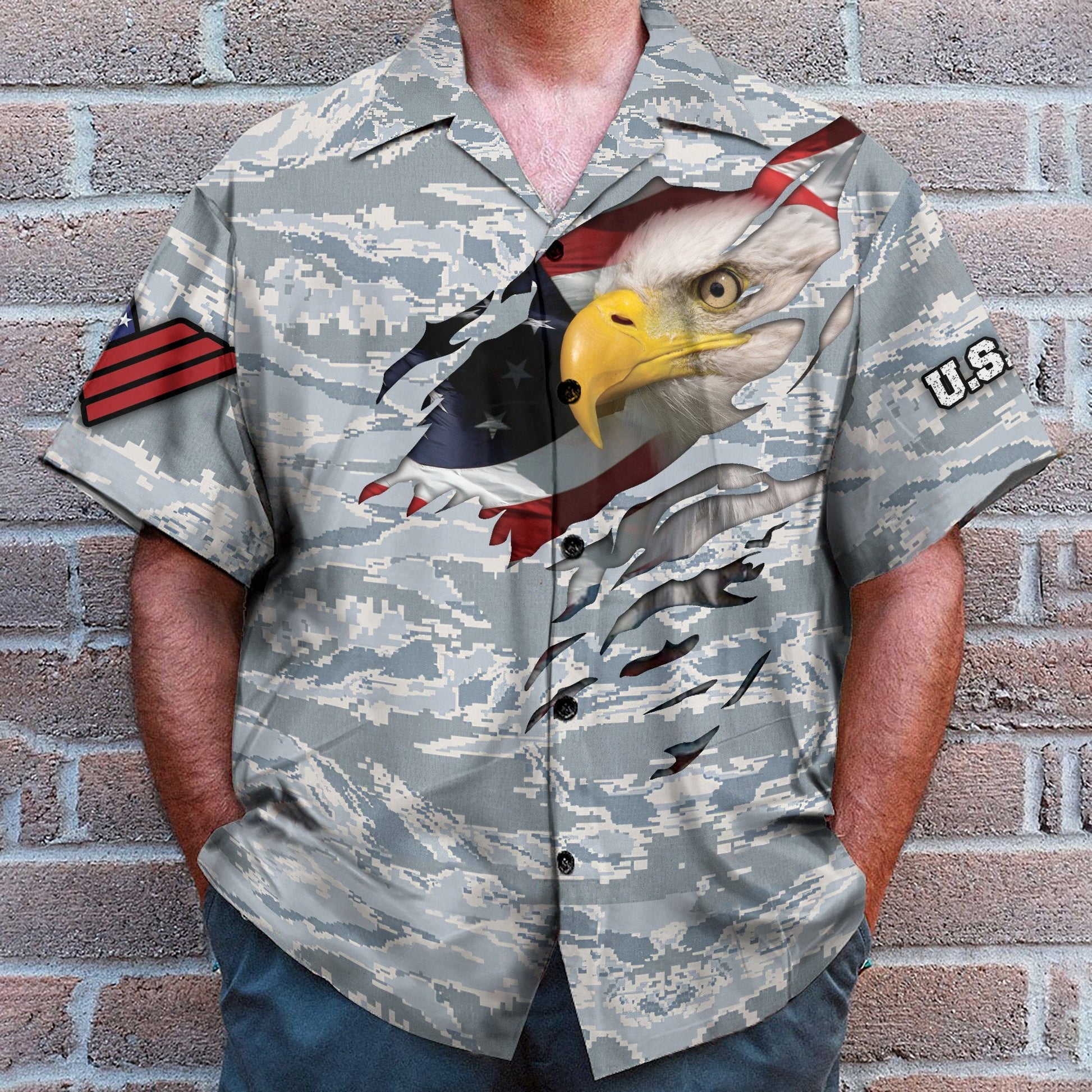 Eagle Veteran Proud US Air Force - Hawaiian Shirt & Beach Shorts