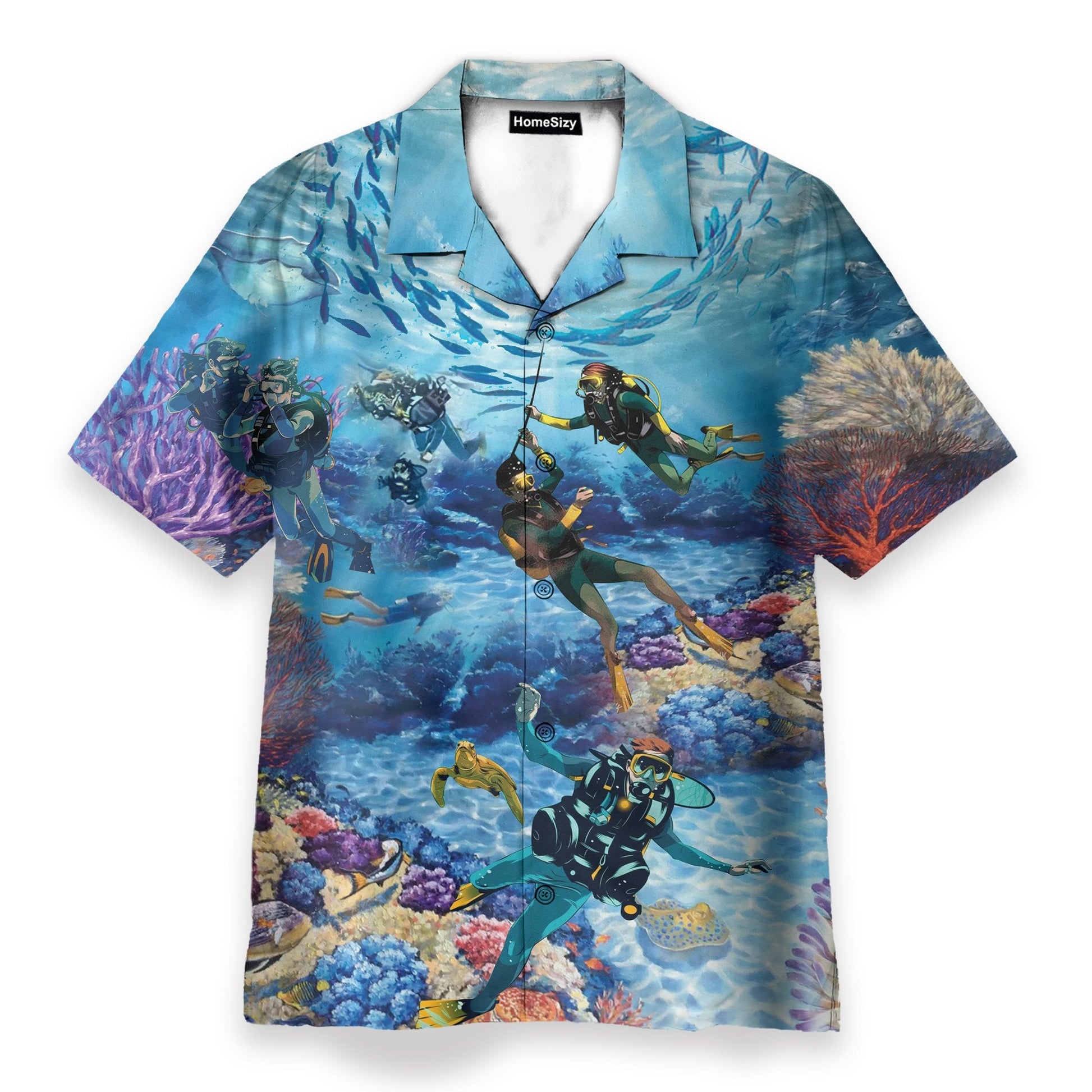 Amazing Blue Scuba Diving And Coral Reefs - Hawaiian Shirt