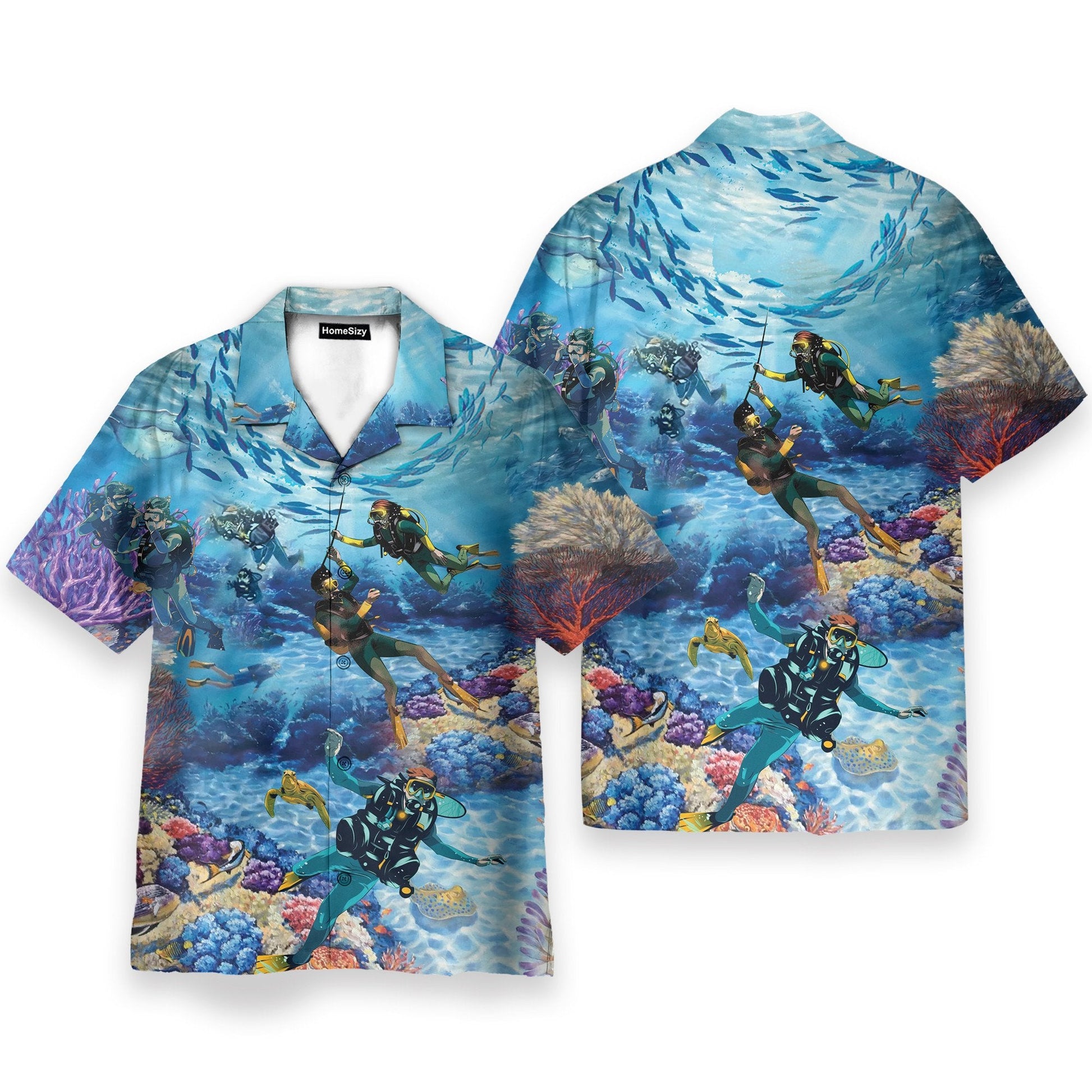 Amazing Blue Scuba Diving And Coral Reefs - Hawaiian Shirt