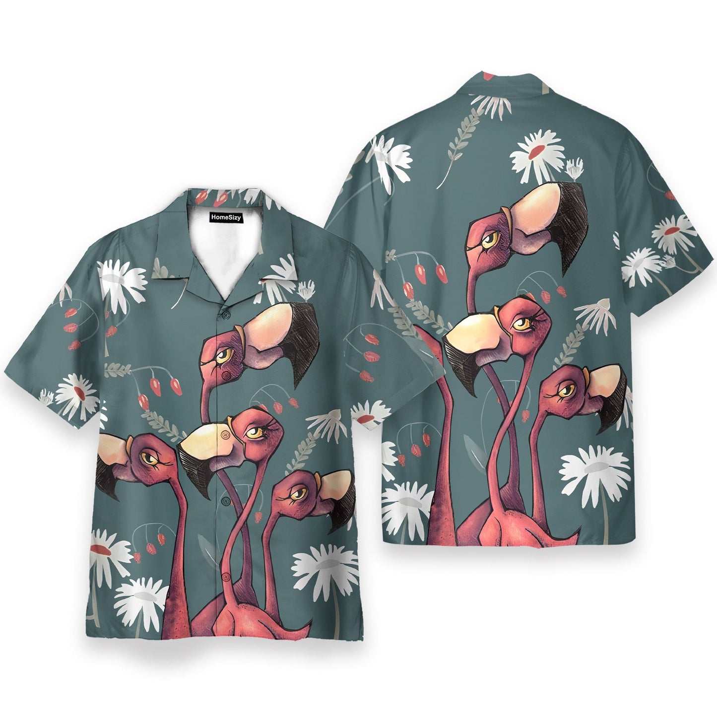 Flamingo Colorful Men's Button's Up Shirts - Hawaiian Shirt