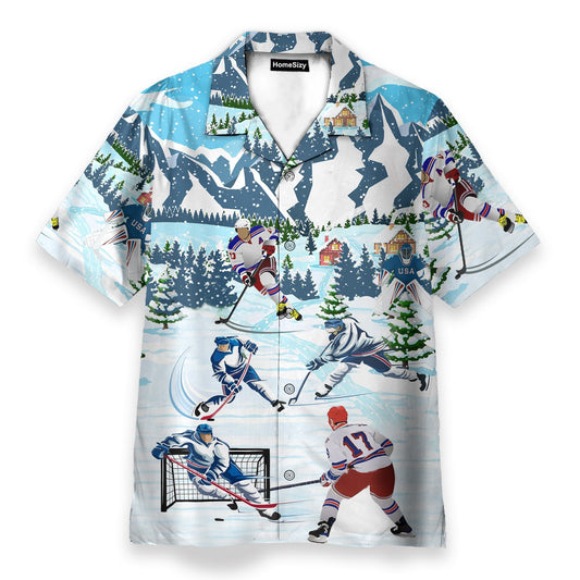 Ice Hockey Men's Button's Up Shirts - Hawaiian Shirt
