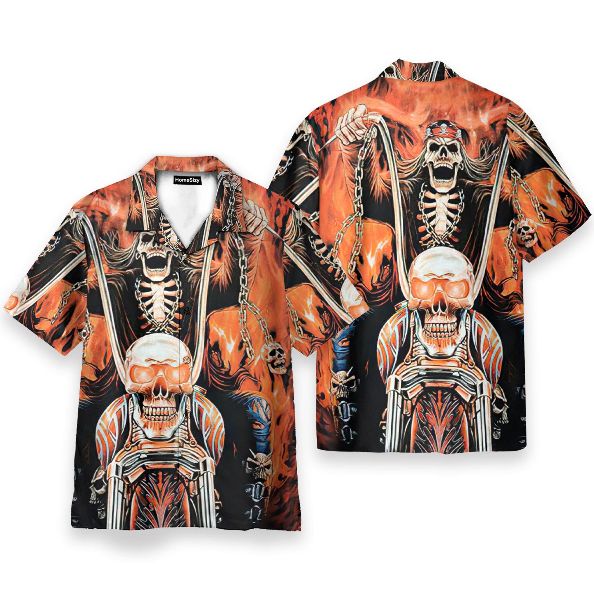 Skull Gangster Biker Ride Or Die Motorcycles Racing - Hawaiian Shirt