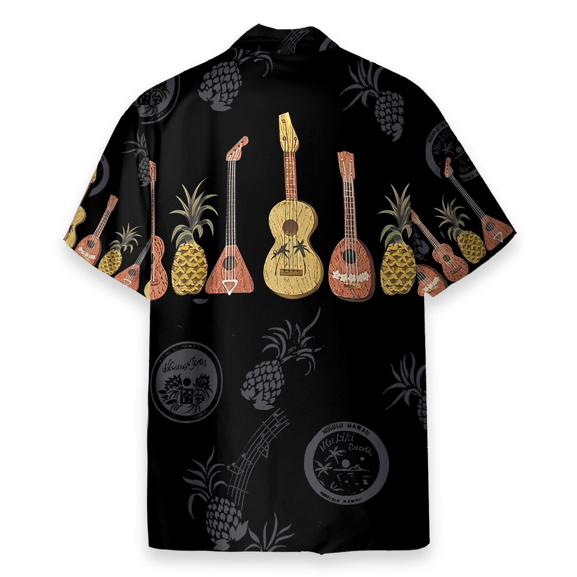 Ukulele And Pineapple Music Frame Pattern - Hawaiian Shirt