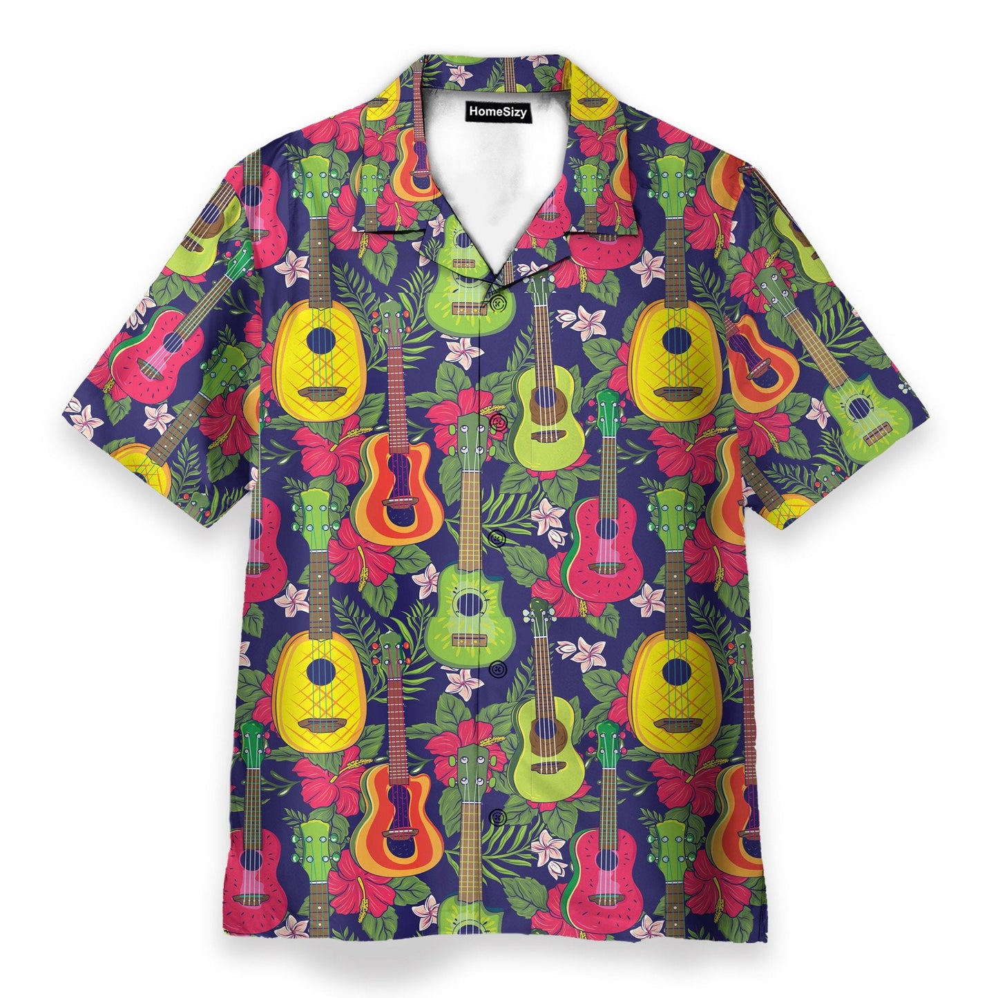 Colorful Fruit Ukulele Tropical Pattern - Hawaiian Shirt & Beach Shorts
