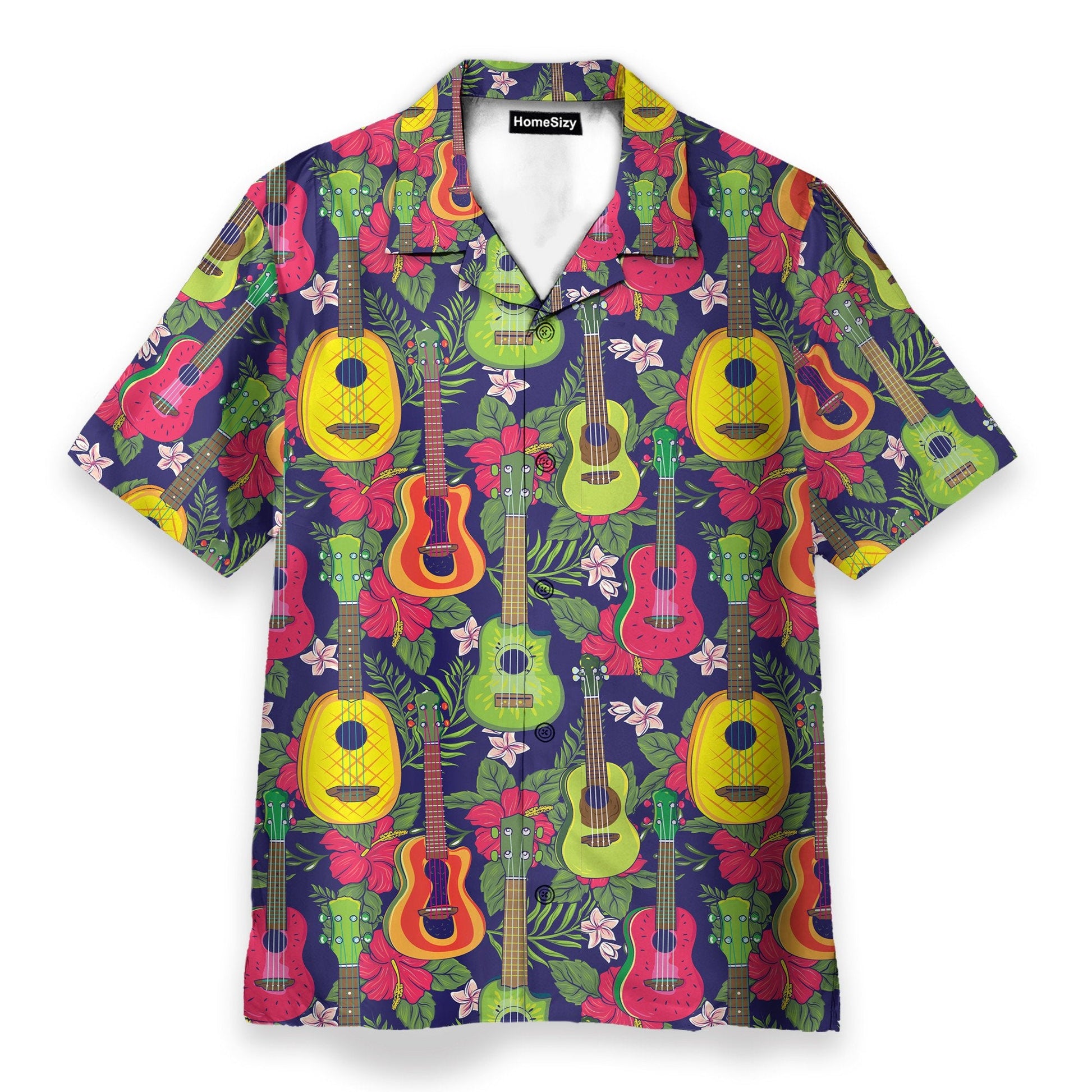 Colorful Fruit Ukulele Tropical Pattern - Hawaiian Shirt & Beach Shorts