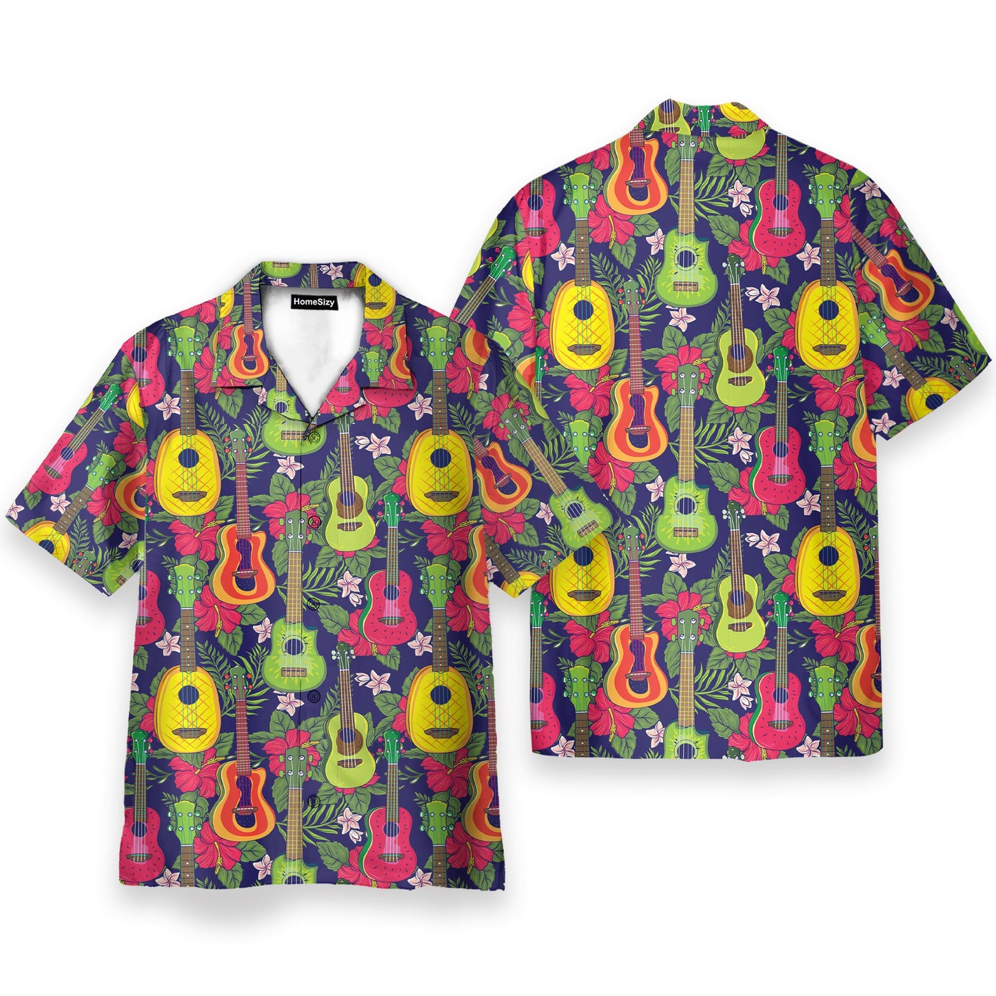 Colorful Fruit Ukulele Tropical Pattern - Hawaiian Shirt & Beach Shorts