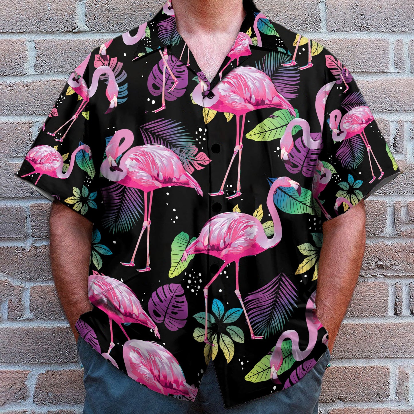 Flamingo Tropical Leaf Summer - Hawaiian Shirt