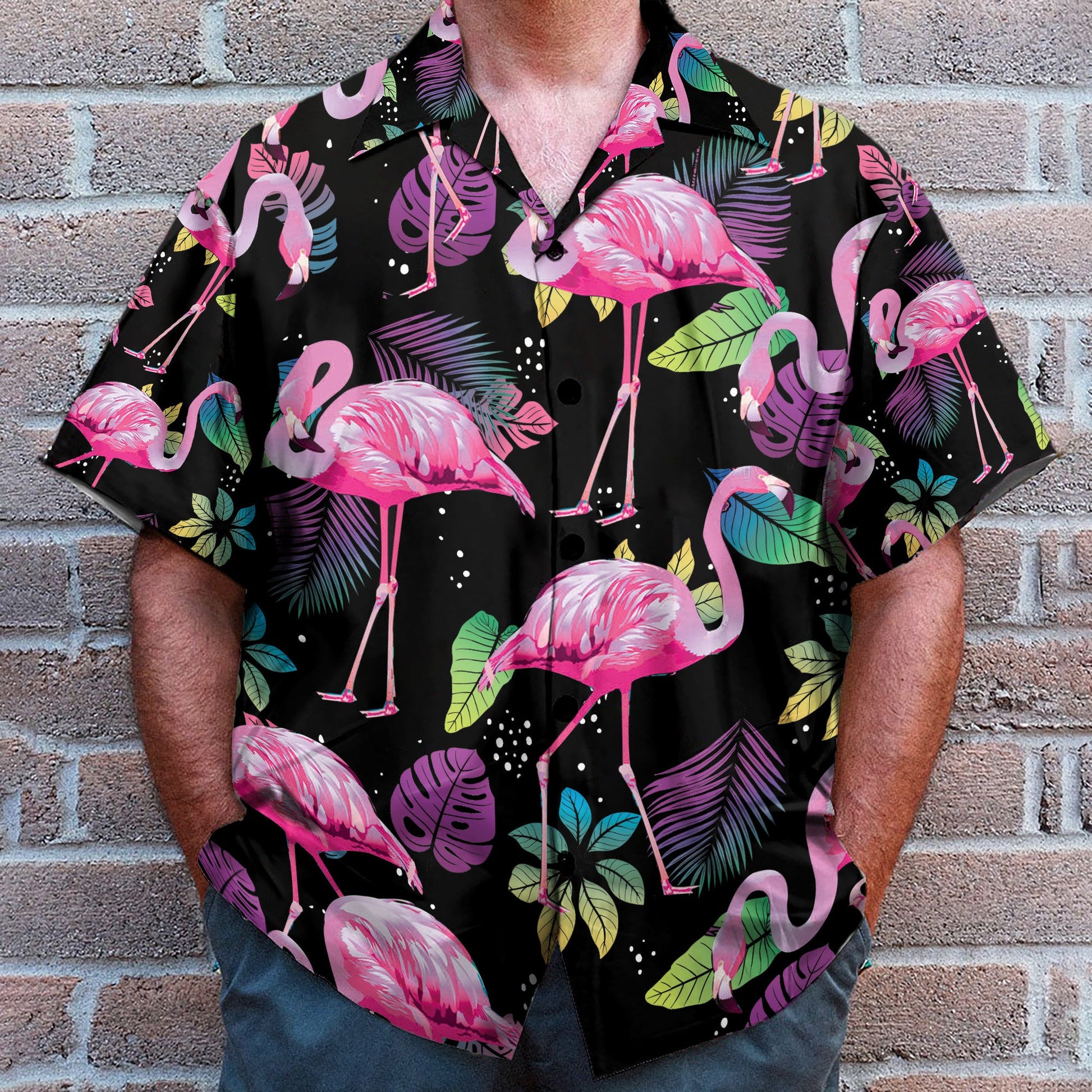 Flamingo Tropical Leaf Summer - Hawaiian Shirt
