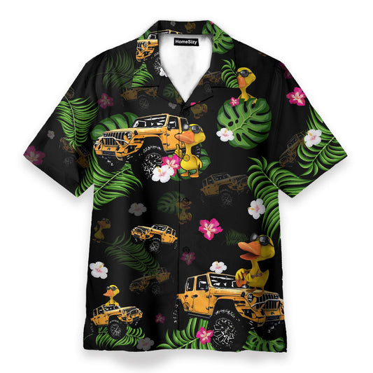 Yellow Jeep And Duck Tropical - Hawaiian Shirt