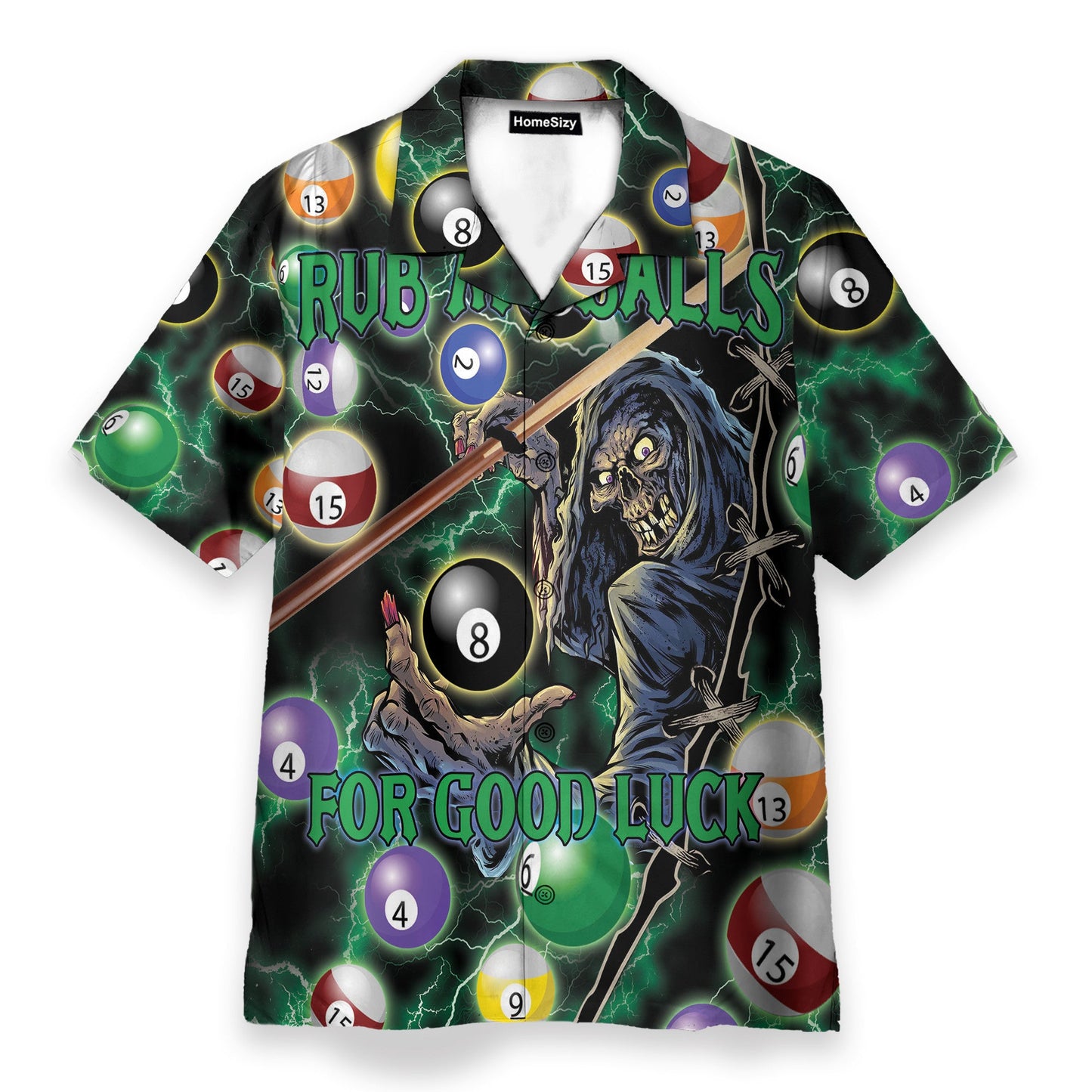 Rub My Billiard 8 Ball For Good Luck Skull God Of Death - Hawaiian Shirt