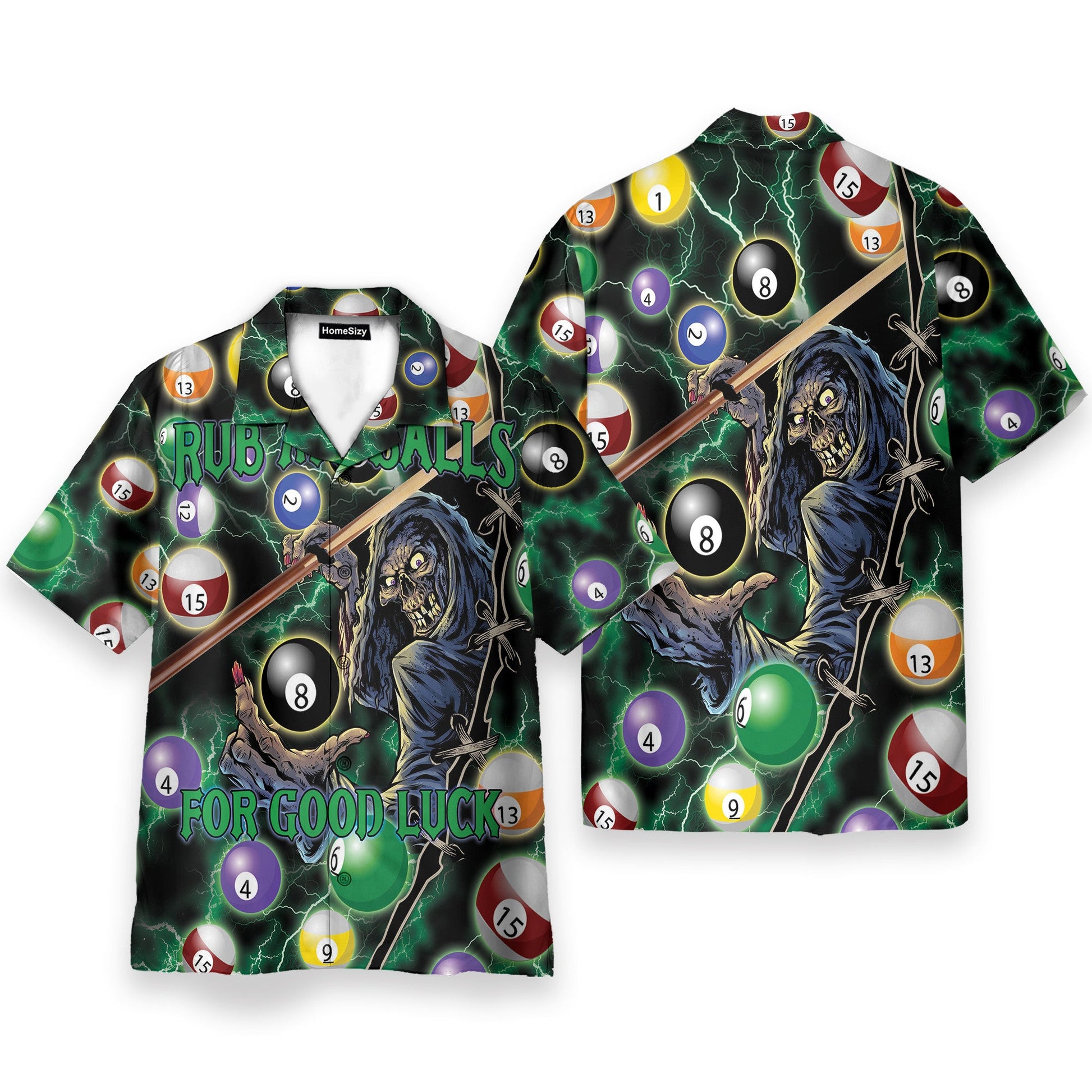 Rub My Billiard 8 Ball For Good Luck Skull God Of Death - Hawaiian Shirt
