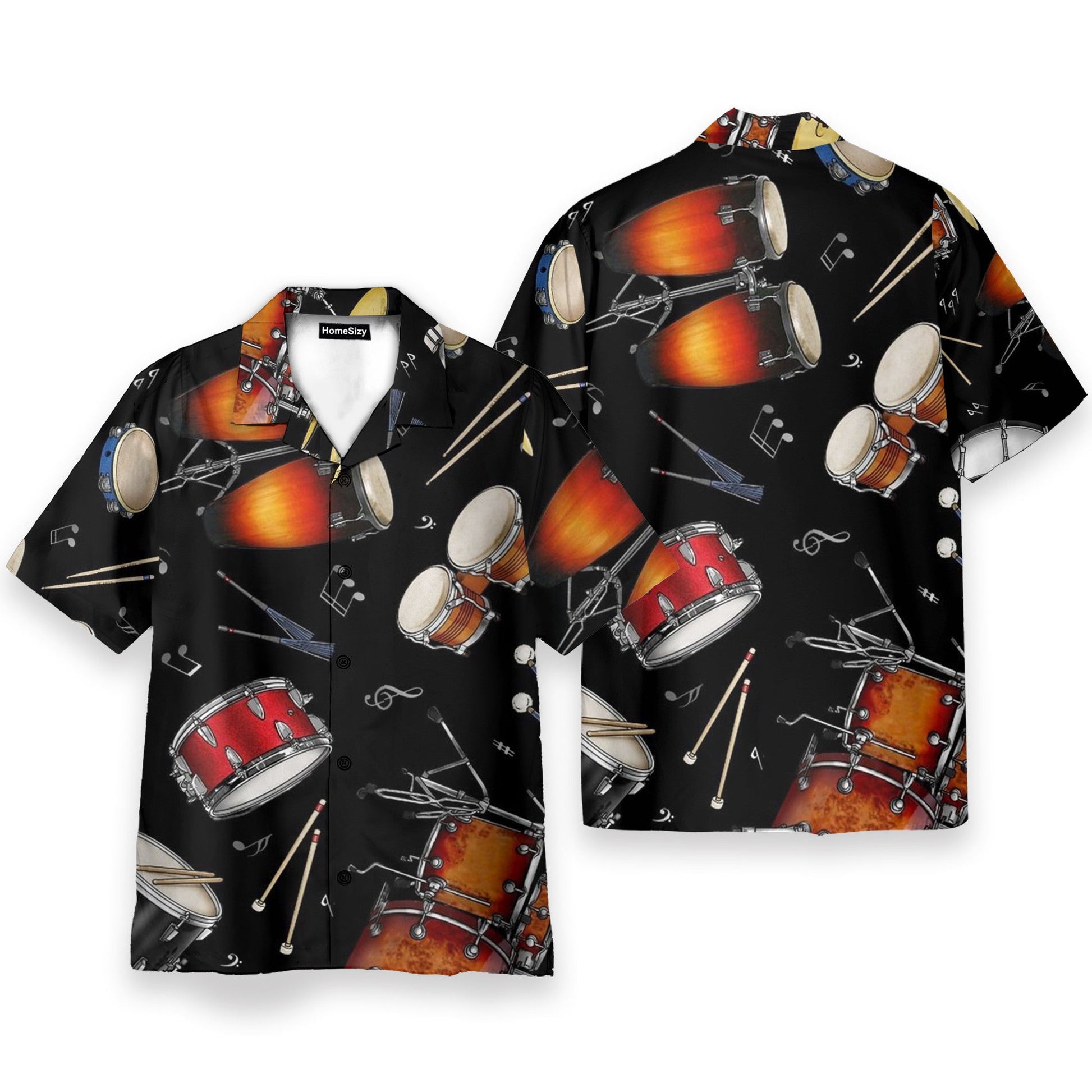 Drum For Summer Men's Button's Up Shirts - Hawaiian Shirt