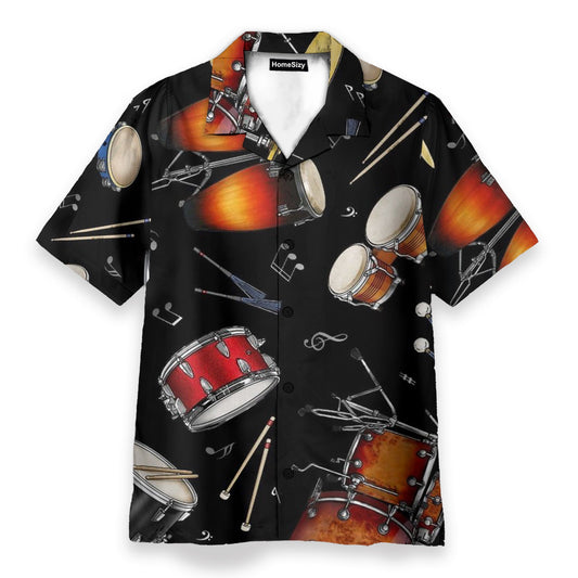 Drum For Summer Men's Button's Up Shirts - Hawaiian Shirt