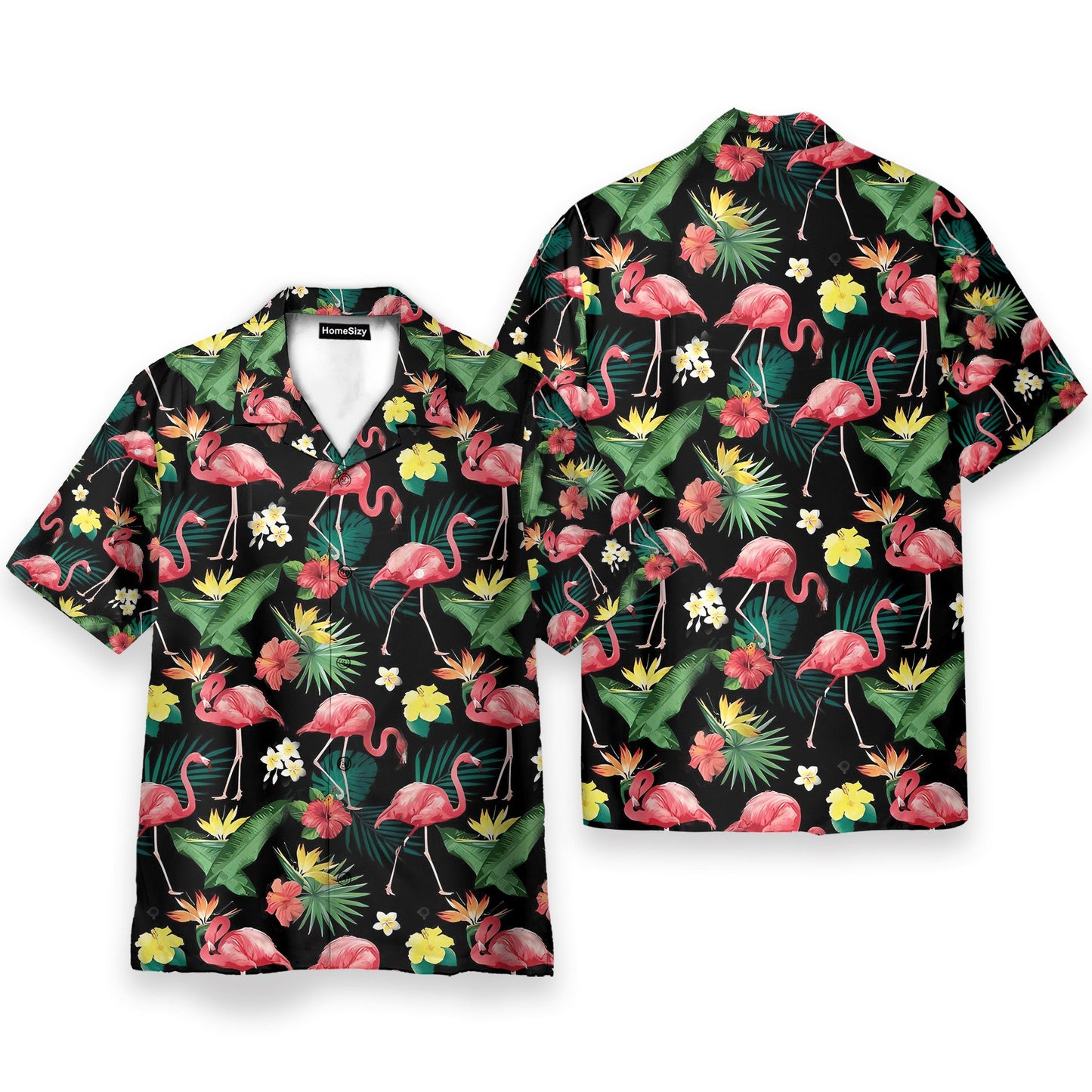 Flamingo Hibiscus Tropical Leaves Pattern - Hawaiian Shirt & Beach Shorts