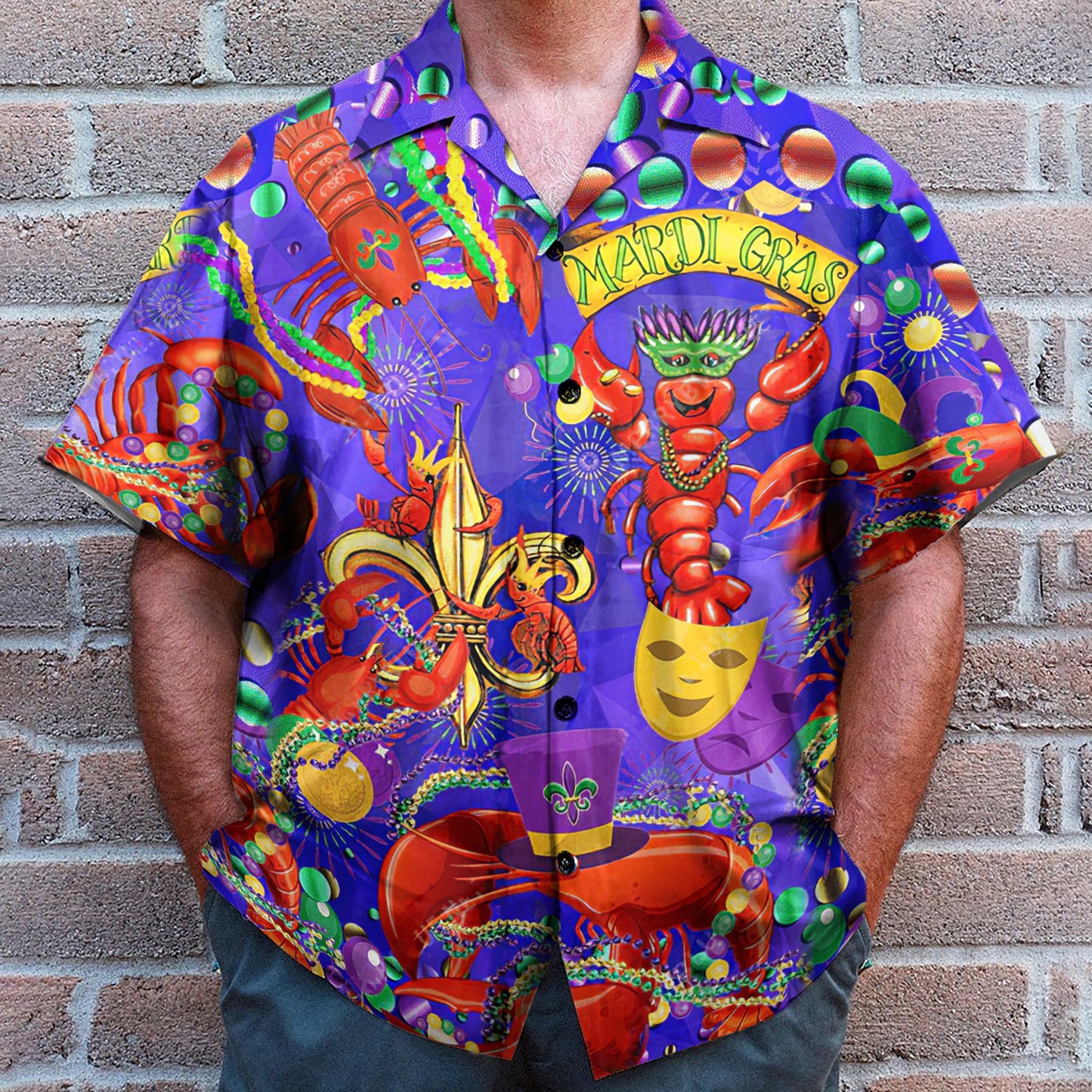 Happy Mardi Gras Shrimps - Hawaiian Shirt