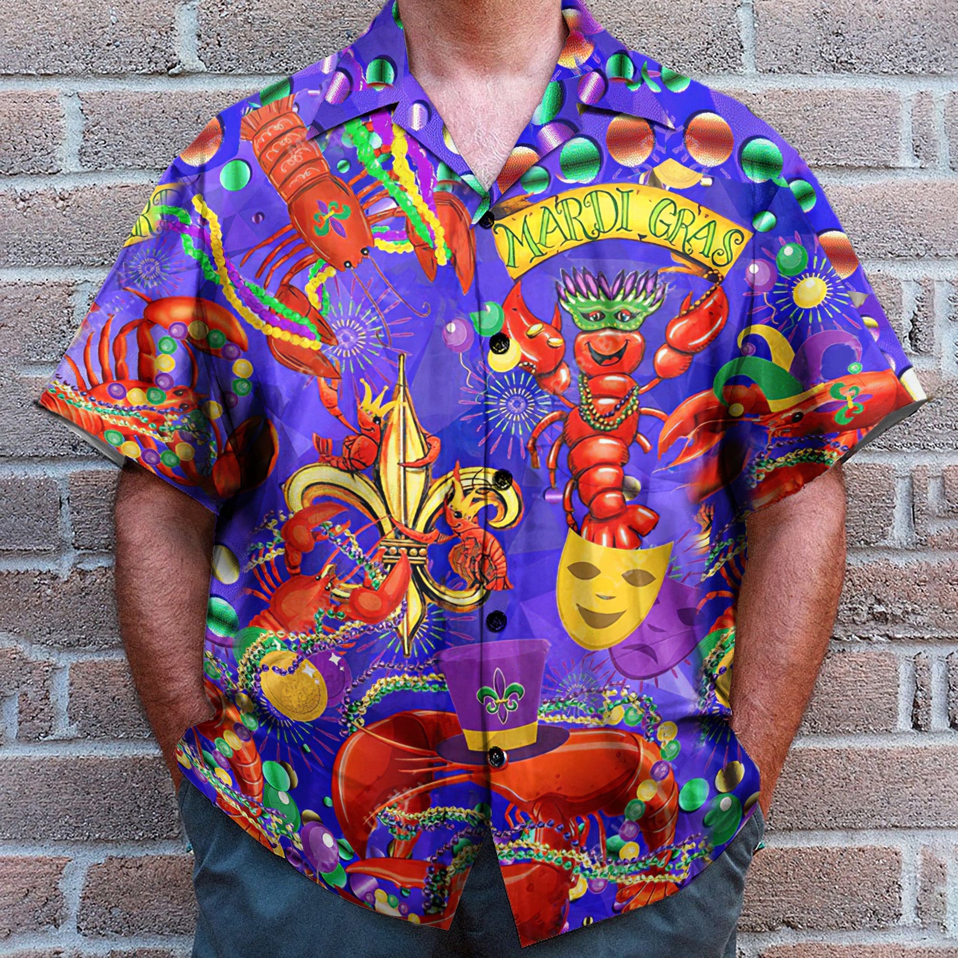 Happy Mardi Gras Shrimps - Hawaiian Shirt