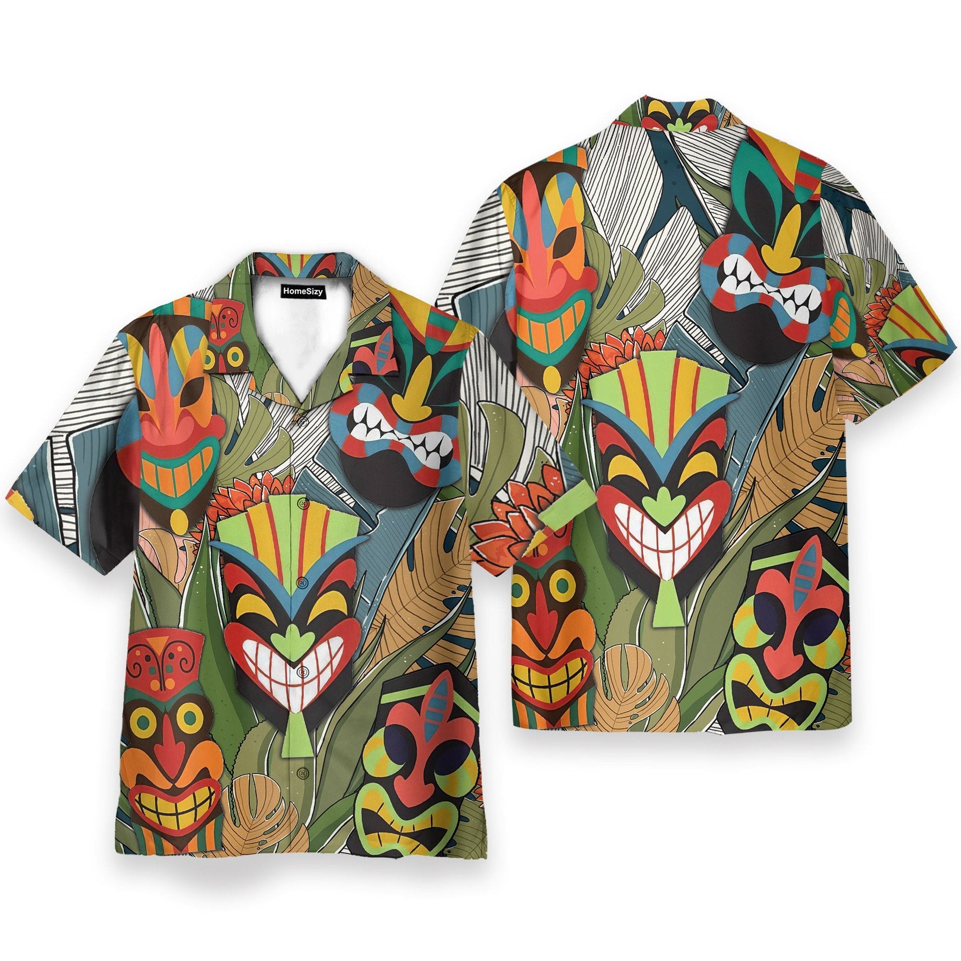 Tiki Head Men's Button's Up Shirts - Hawaiian Shirt & Beach Shorts