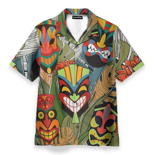 Tiki Head Men's Button's Up Shirts - Hawaiian Shirt & Beach Shorts