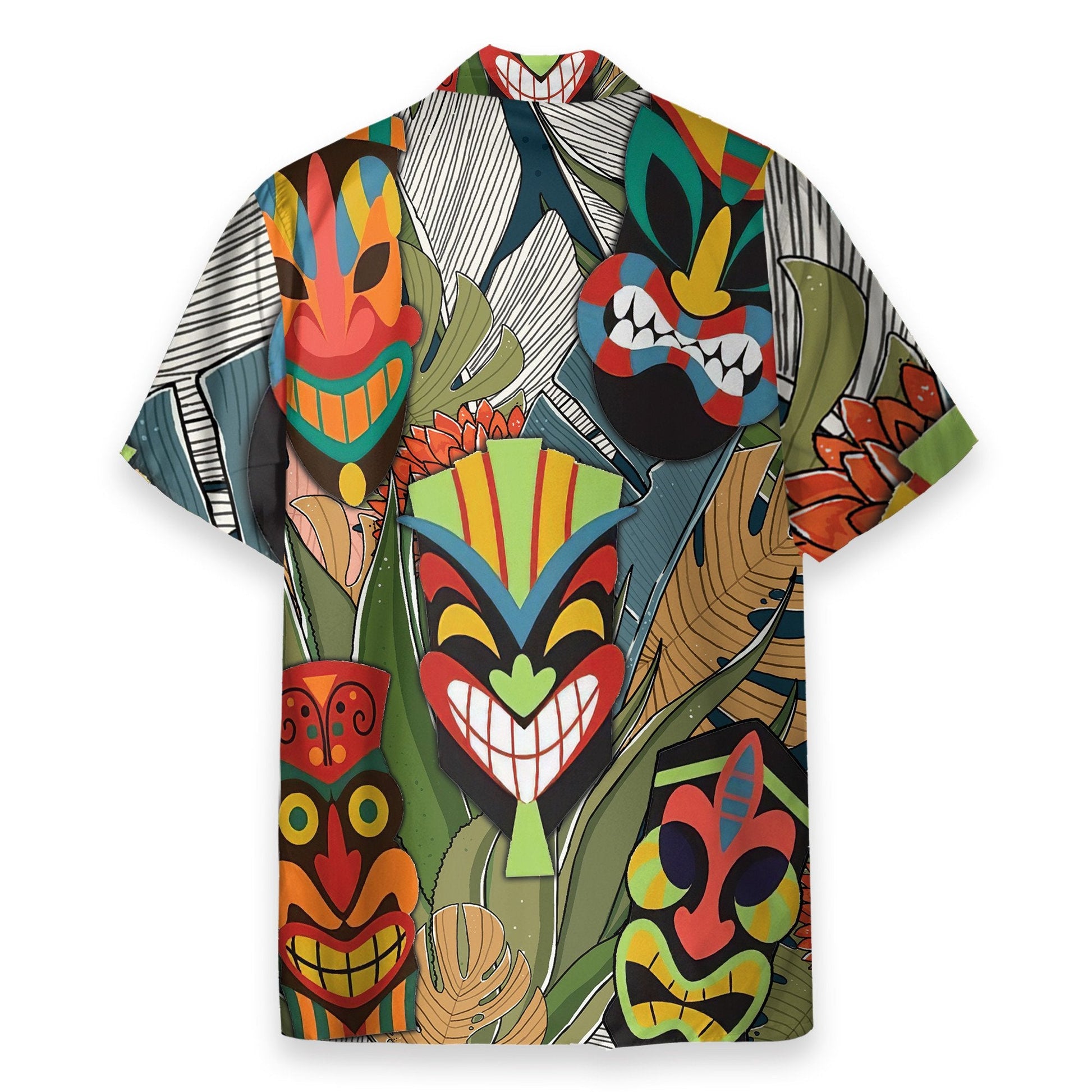 Tiki Head Men's Button's Up Shirts - Hawaiian Shirt & Beach Shorts