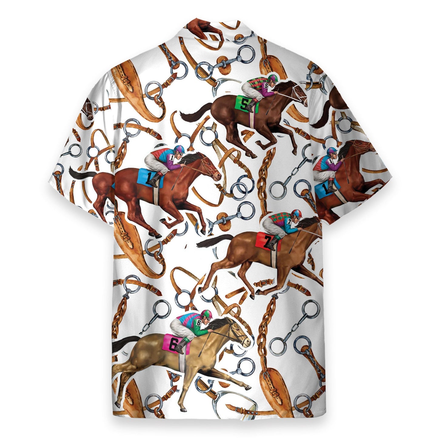 Horse Racing Red Men's Button's Up Shirts - Hawaiian Shirt & Beach Shorts