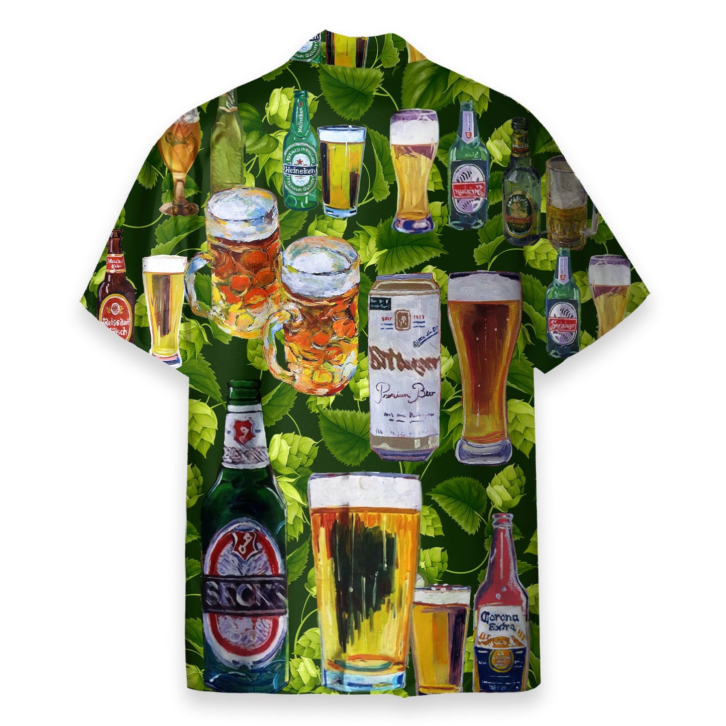 Beer Fesstival In Tropical Green Leaves - Hawaiian Shirt